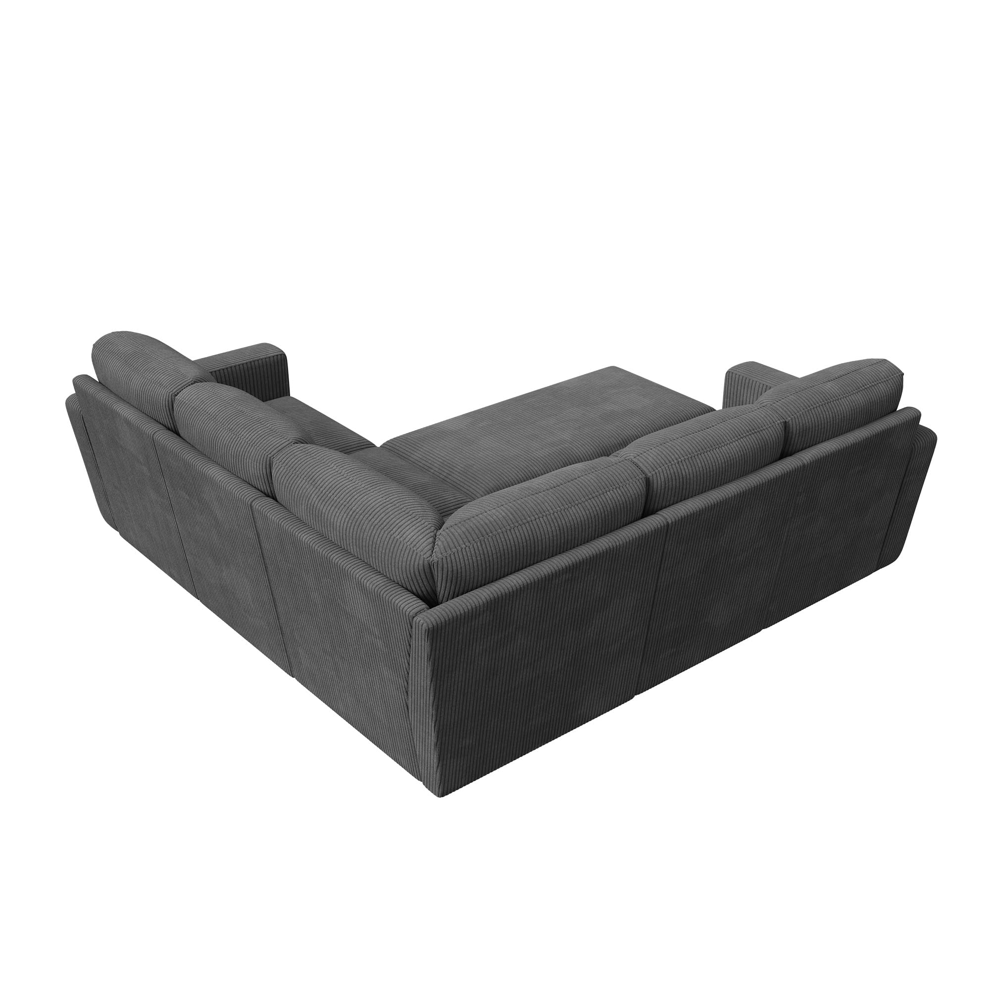 HONBAY Modular Sectional Sleeper Sofa with Pull Out Bed - L Shaped Corduroy Couch with Storage Seats, Convertible Sectional Sofa for Living Room, Dark Grey - Perfect for Small Spaces, Guest Rooms & Apartments