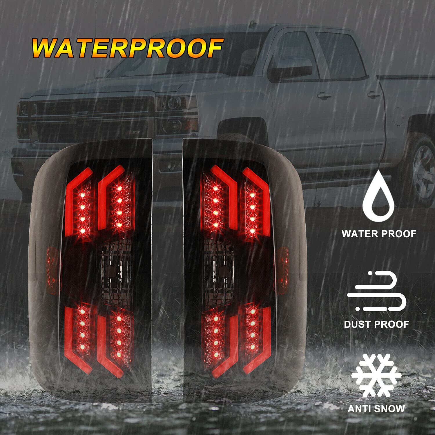 ROXX LED Taillight Assembly for 2014-2018 Chevy Silverado 1500 2500 3500 - Black Smoke Lens LED Tail Lights & Brake Lamps (Pair) - Upgrade Your Truck's Style & Safety for Night Driving & Off-Road Adventures