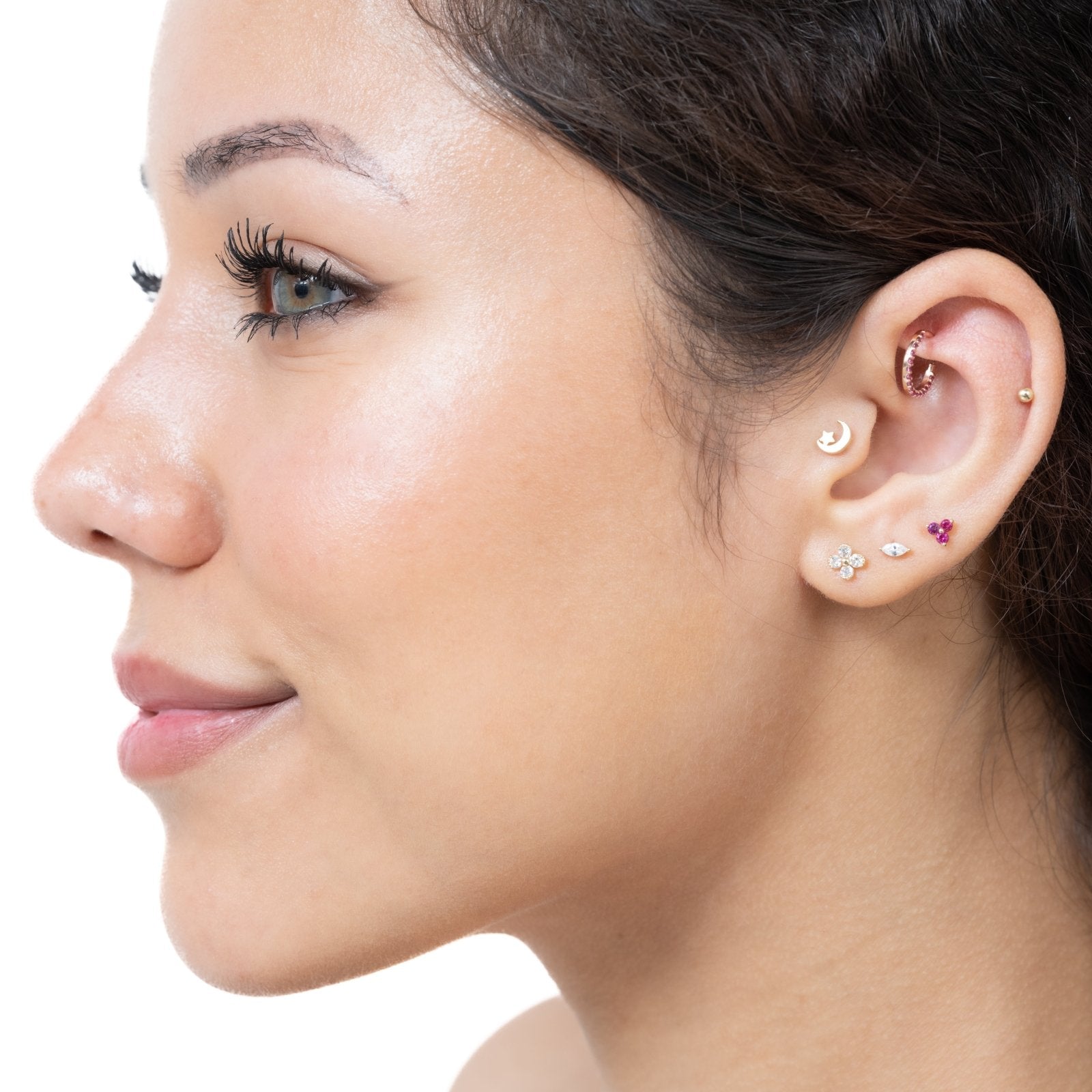 14K Yellow Gold Crescent Moon and Star Stud Earrings - Hypoallergenic, Dainty Flat Back Earrings for Women - Perfect for Everyday Wear, Gifts, and Special Occasions