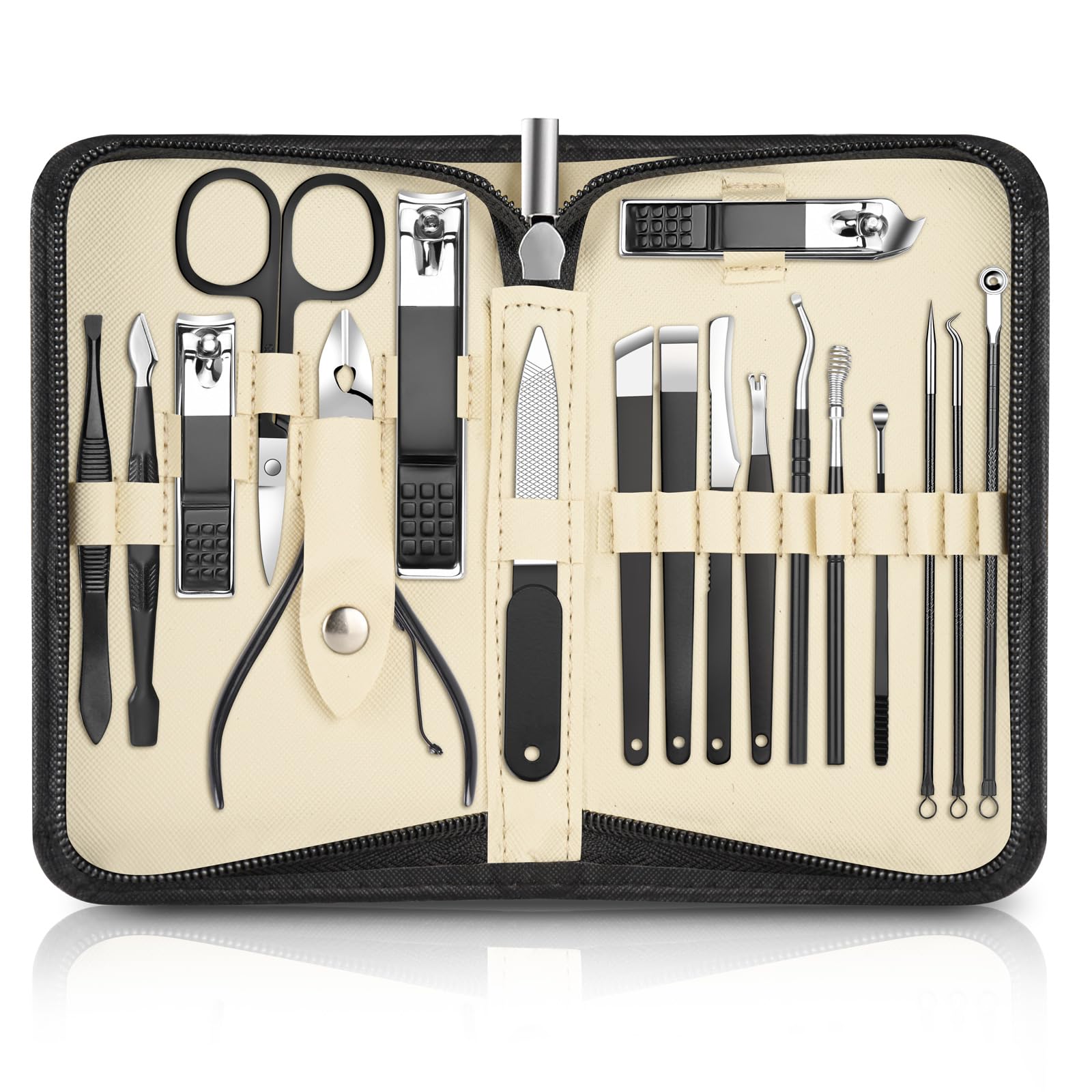 Professional 18-Piece Manicure & Pedicure Kit - Stainless Steel Nail Clippers, Cuticle Tools & Nail Care Set with Zipper Bag - Perfect for Home Salon, Travel & Gift Giving