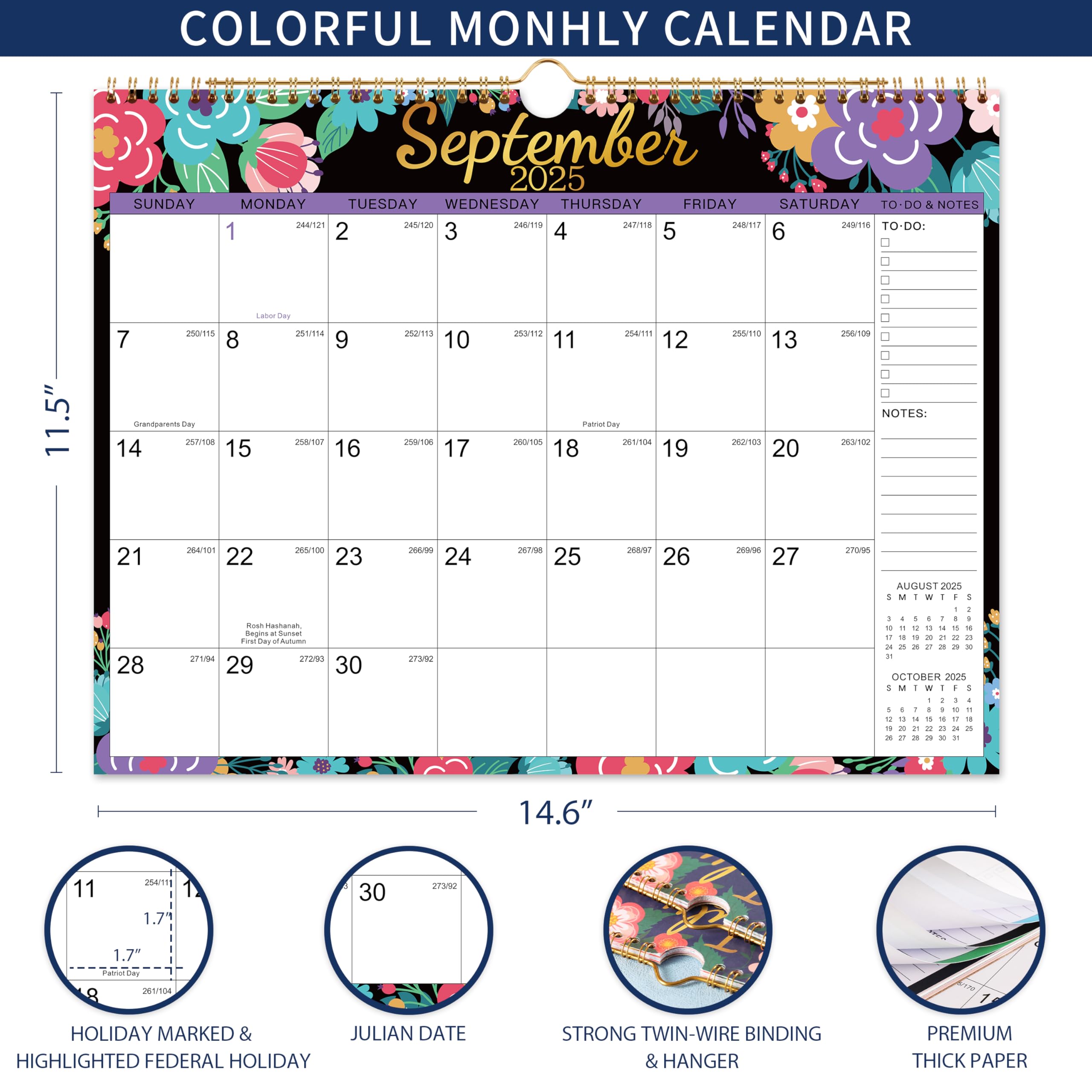 2025-2026 Wall Calendar - 18 Month Planner from July 2025 to December 2026, 15
