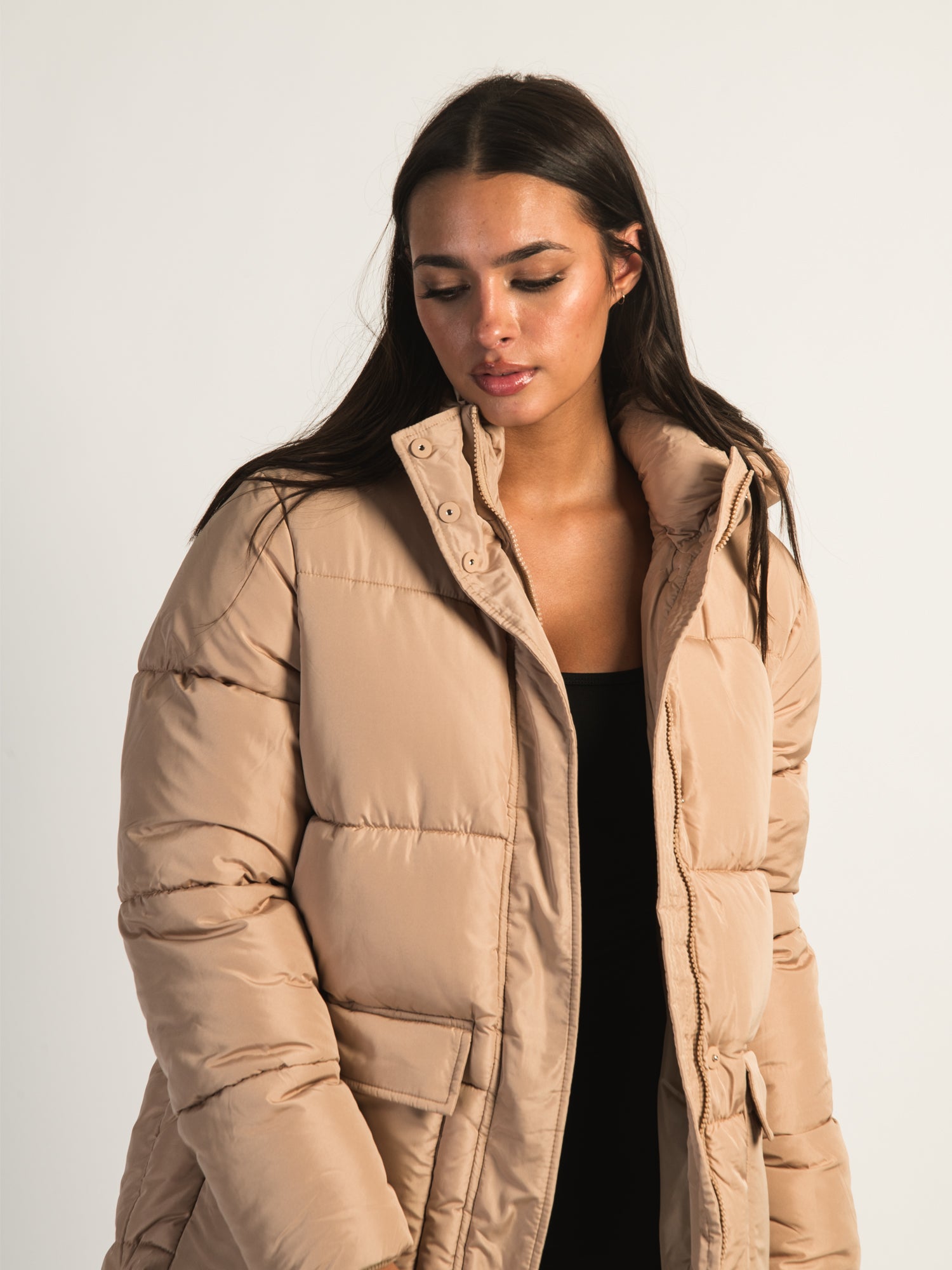 AZALEA WANG STASSI Long Hoodie Puff Jacket for Women - Winter Warm Oversized Coat with Hood | Perfect for Outdoor Activities, Streetwear Fashion & Casual Wear