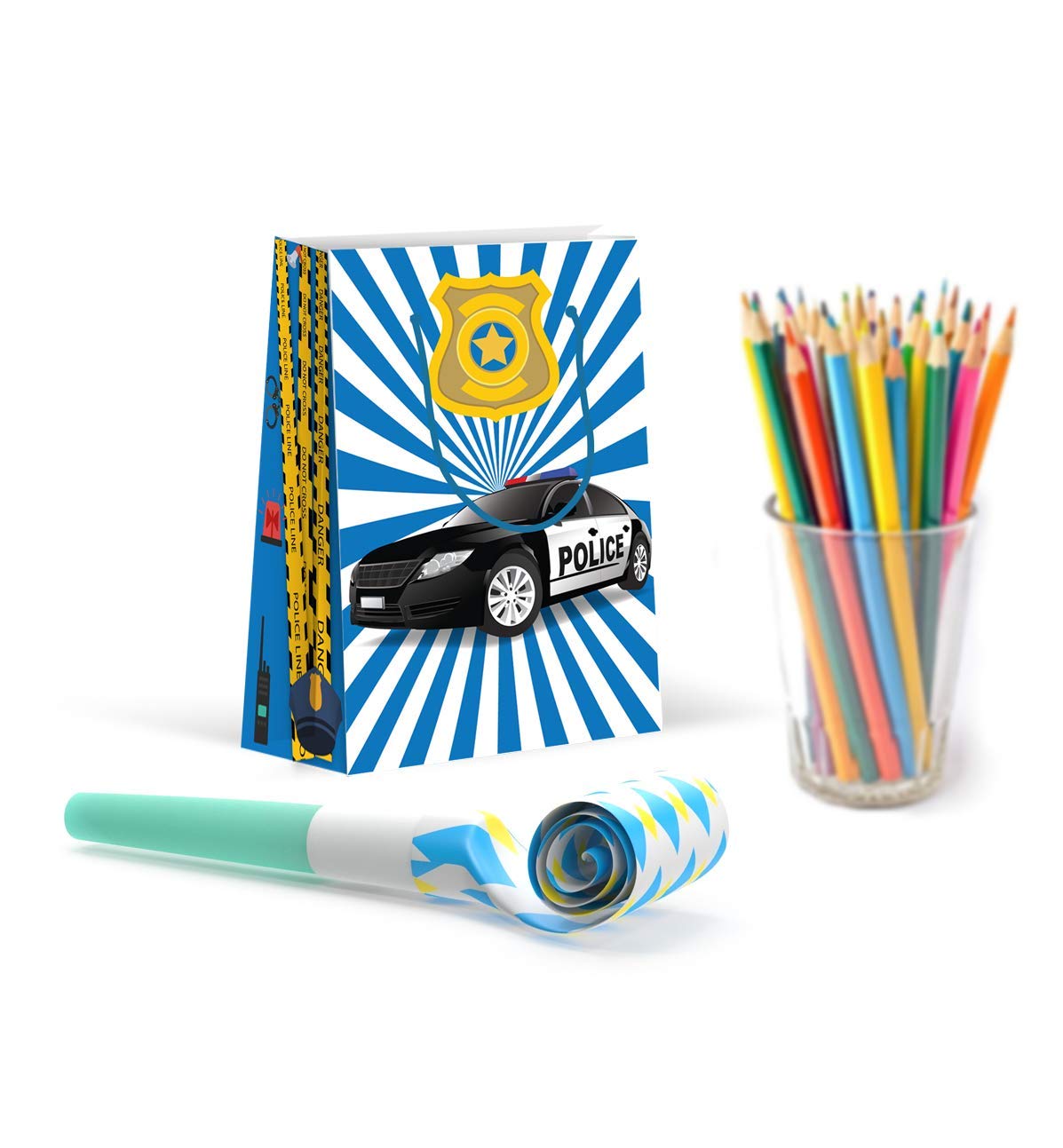 Premium Police Party Favor Bags - 12 Pack Police Car Themed Treat & Gift Bags for Birthday Parties, Baby Showers & Law Enforcement Celebrations - Party Supplies & Decorations for Kids & Adults