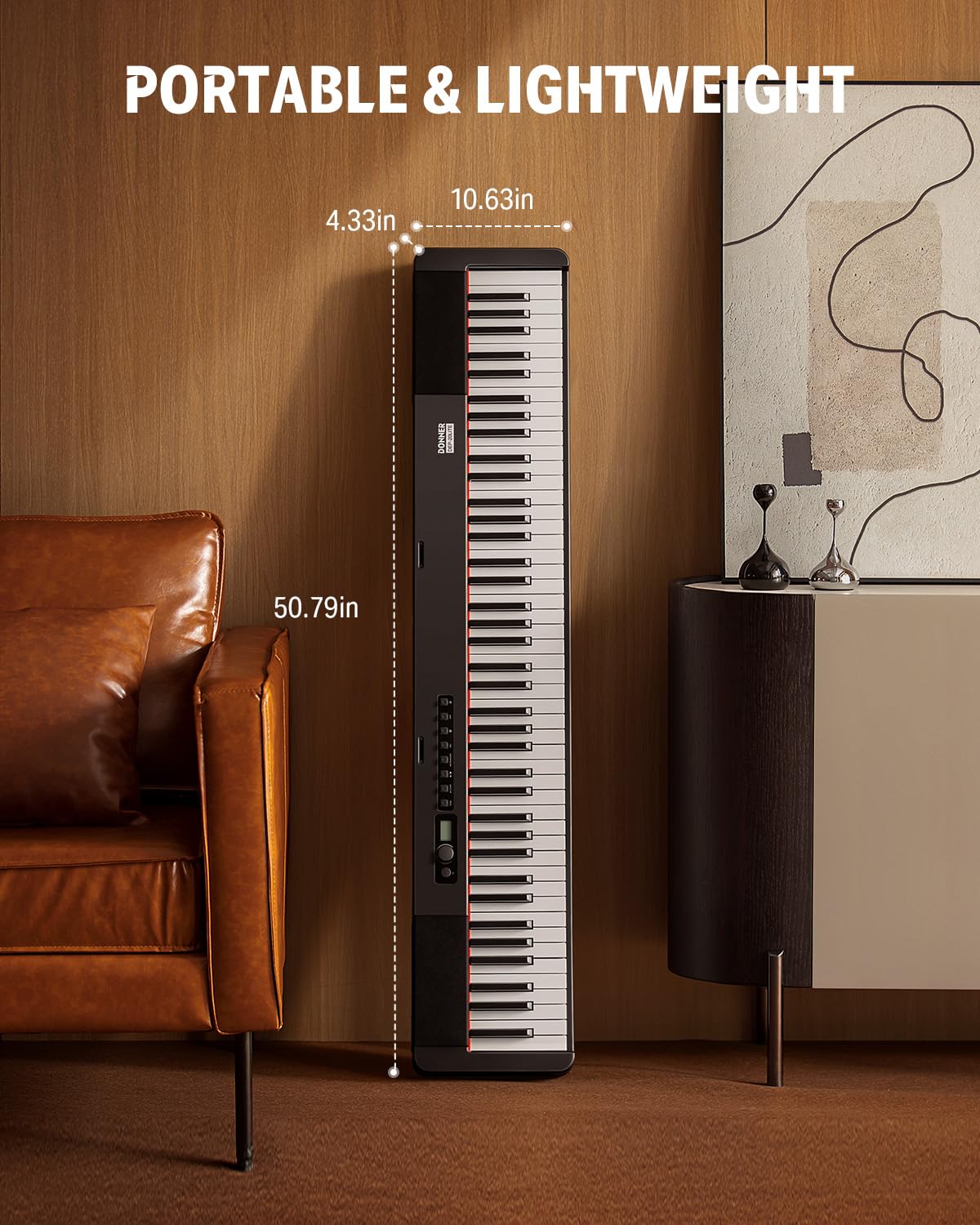 Donner DEP-20 Lite 88-Key Weighted Digital Piano for Beginners - Full Size Portable Electric Keyboard with Stand, Sustain Pedal & Stickers - Perfect for Home Practice, Studio Recording & Music Learning