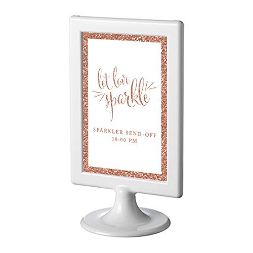 Andaz Press 4x6-inch Rose Gold Glitter Framed Wedding Sign - 