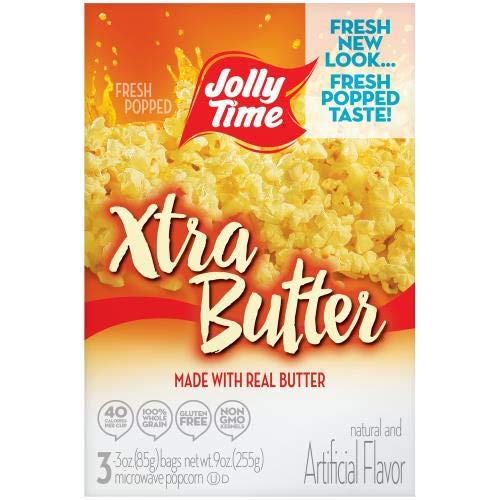 Jolly Time Xtra Butter Microwave Popcorn - 36 Pack | Buttery Flavor for Movie Nights, Snacks & Parties | Quick & Easy Microwave Popcorn