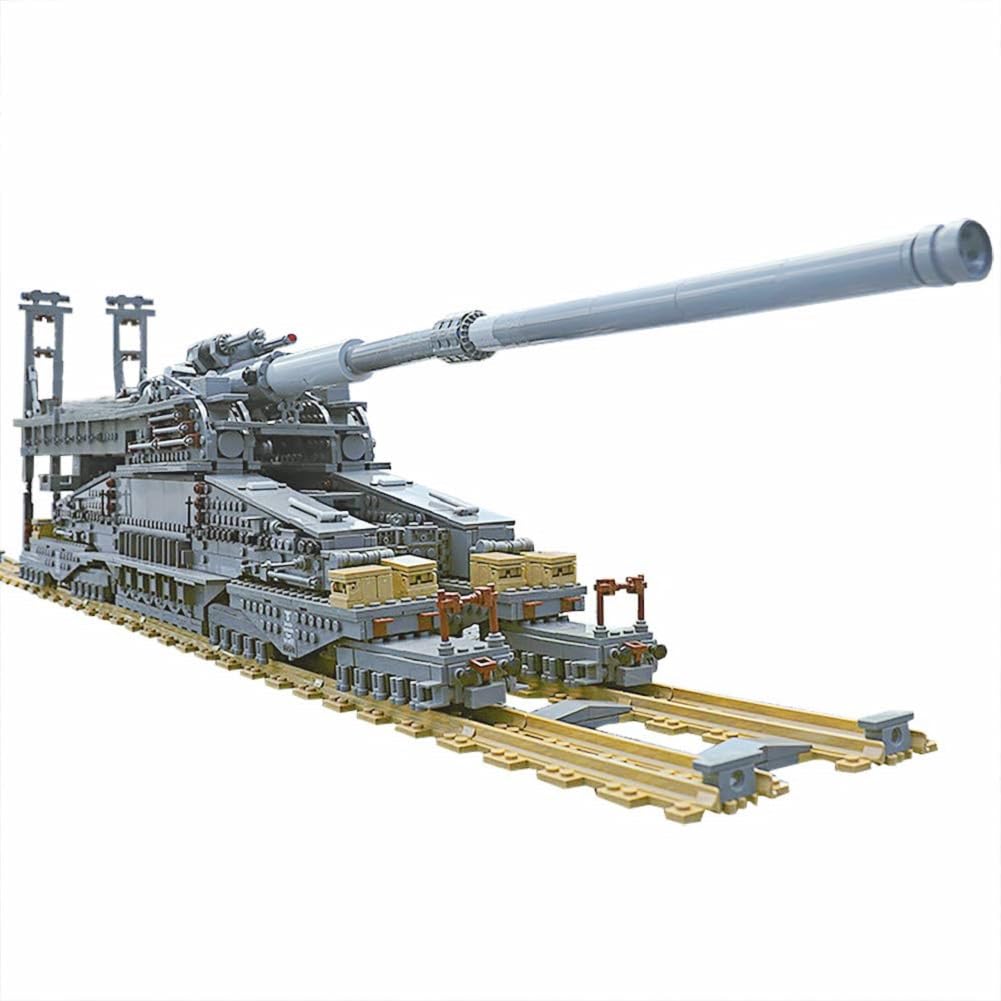 Feleph Military Railway Gun Building Blocks - WWII German Heavy Cannon Gustaf Dora 80cm K(E) Tank Set - 1/72 Scale Model Kit for Adults & Teens (3846 Pieces) - Perfect for History Buffs, Collectors & Model Enthusiasts
