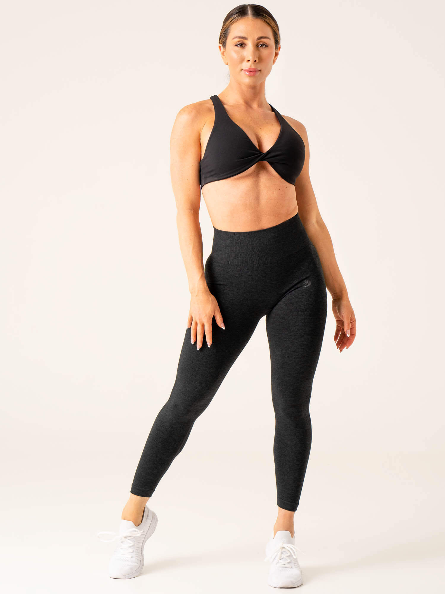 Evolve Seamless Leggings for Women - High Waisted Yoga Pants, Black Marl - Perfect for Workout, Running, Gym & Lounge Wear
