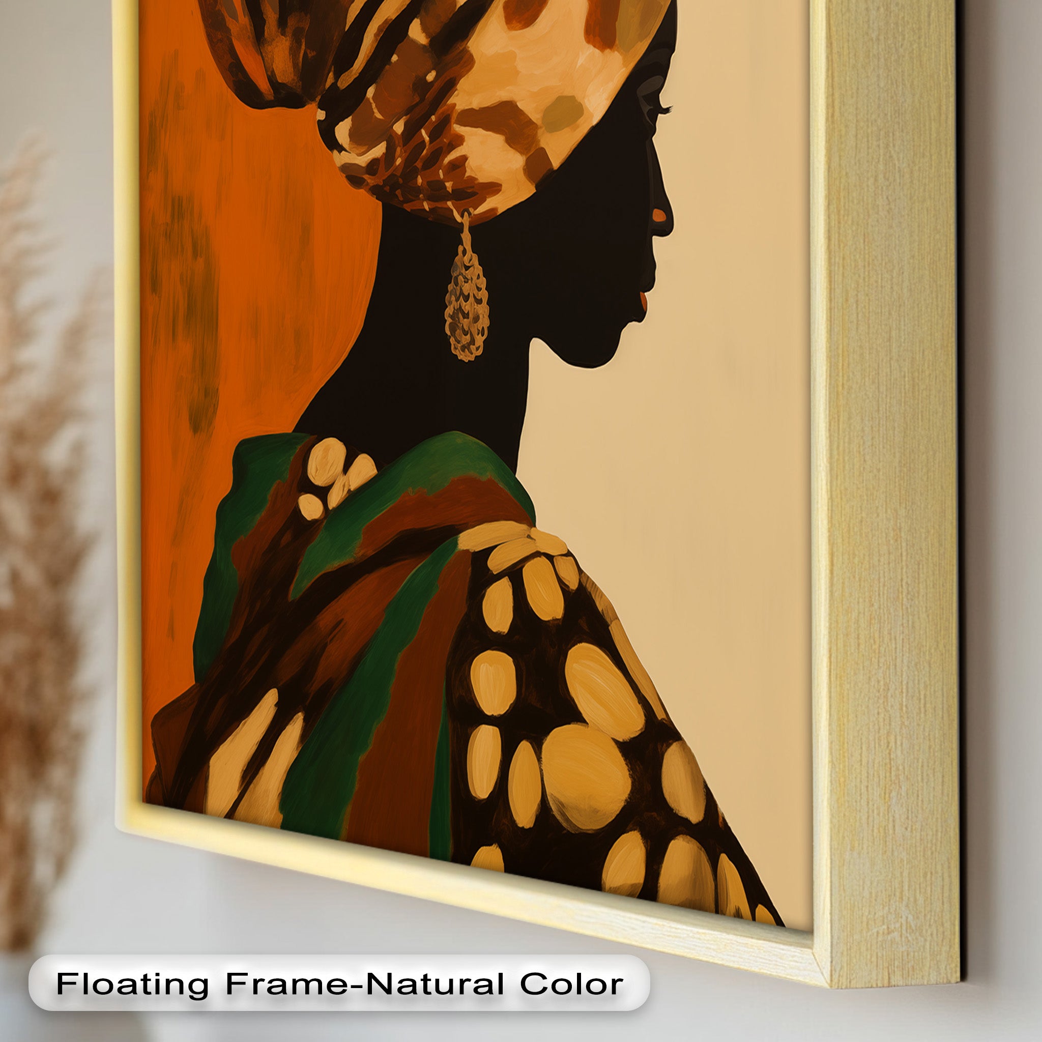 African Woman Portrait Art - Hand-Painted Framed Oil Painting for Home & Office Decor | Wall Art for Living Room, Bedroom, or Office
