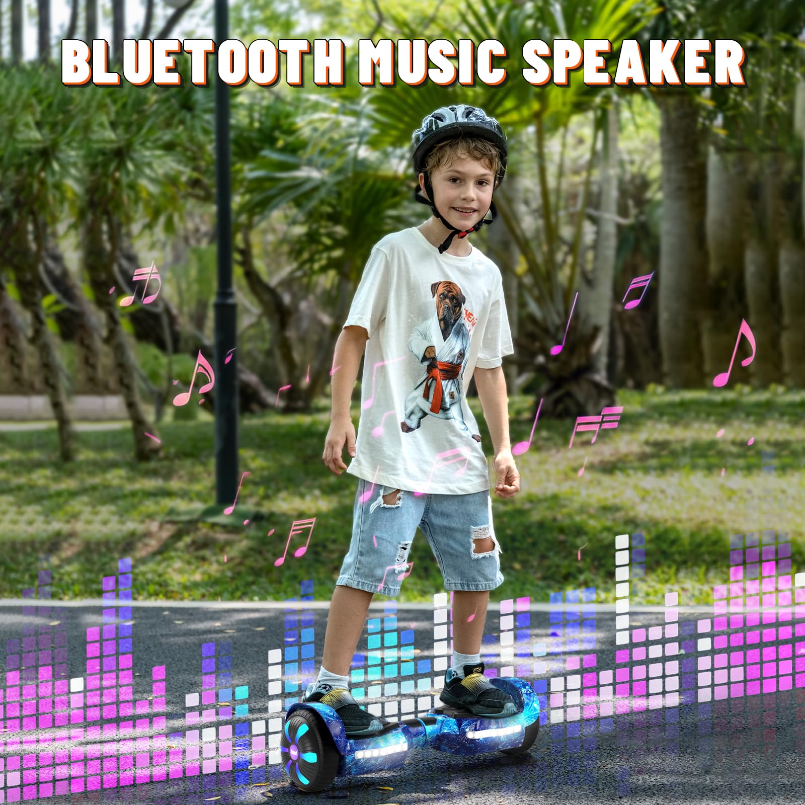 Electric Scooter with Bluetooth Speakers & LED Light-Up Wheels - 250W Dual Motor, 8.5mph Max Speed, 8.5 Mile Range, APP Control - Perfect Commuter Scooter for Adults & Fun Gift for Kids (Boys/Girls) - Ideal for Urban Commuting, Campus Travel & Family Outdoor Adventures