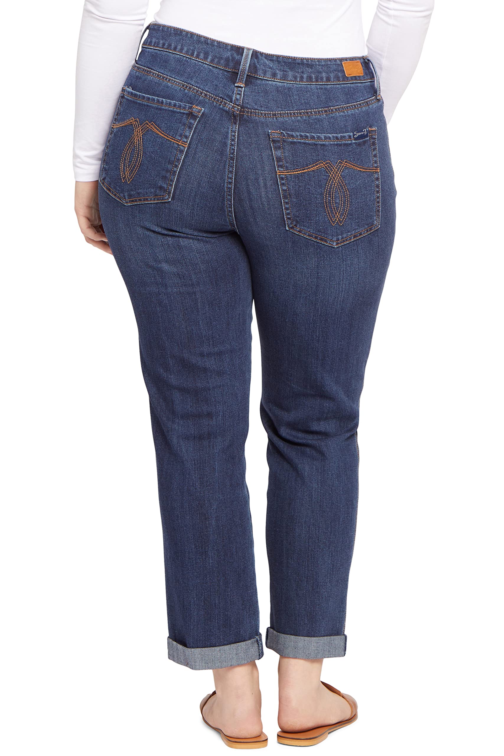 Seven7 Women's High Rise Boyfriend Jeans - Comfortable Stretch Denim Pants for Casual Wear, Work & Everyday Outfits