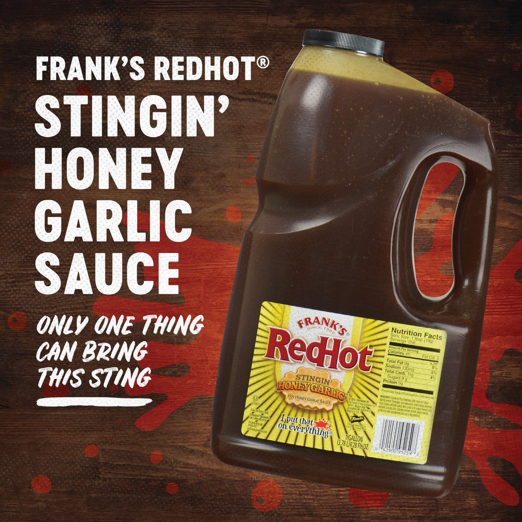 Frank's RedHot Honey Garlic Sauce 1 Gallon - Bulk Hot Sauce for Wings, Veggies & Dipping