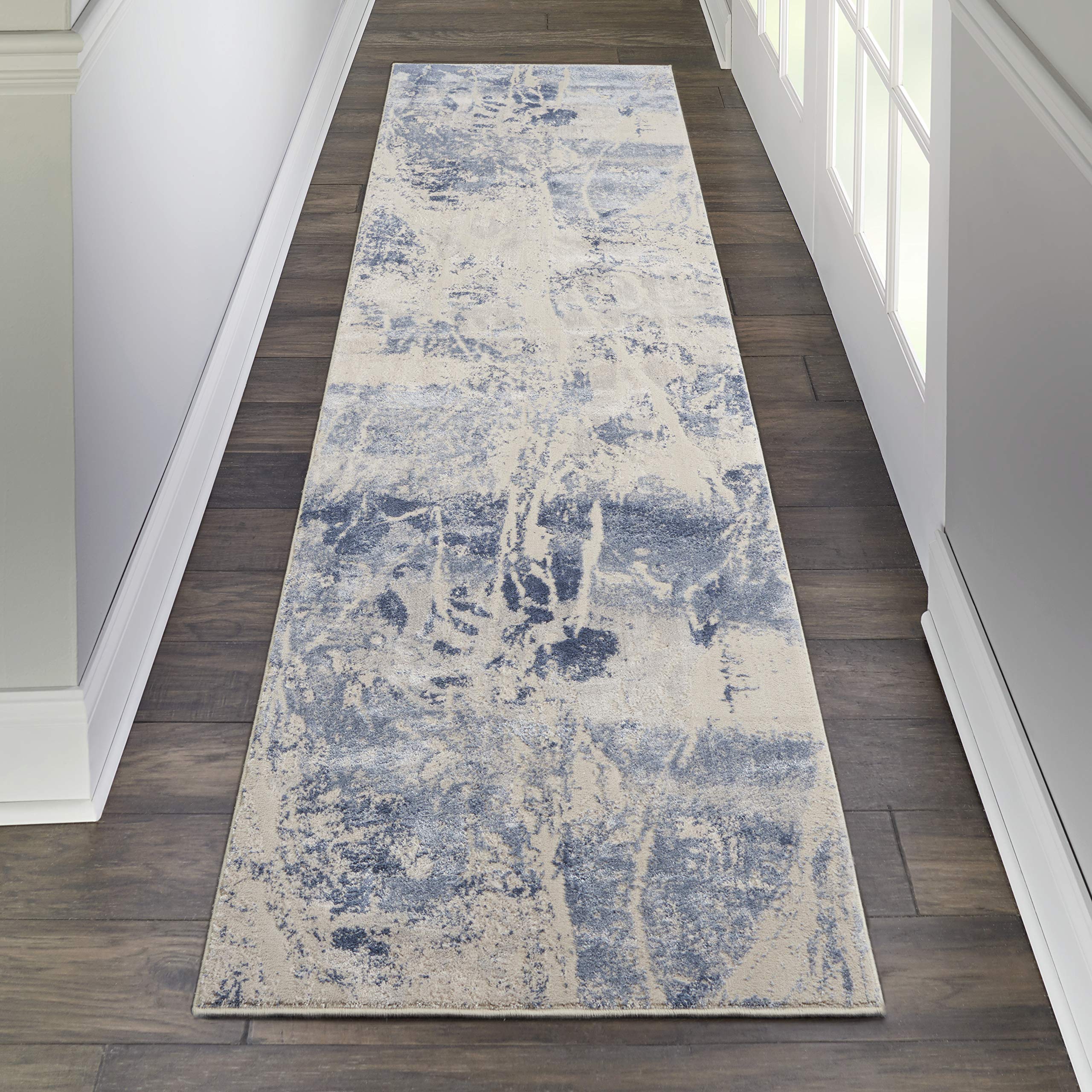 Nourison Sleek Textures Abstract Blue/Cream 2'2