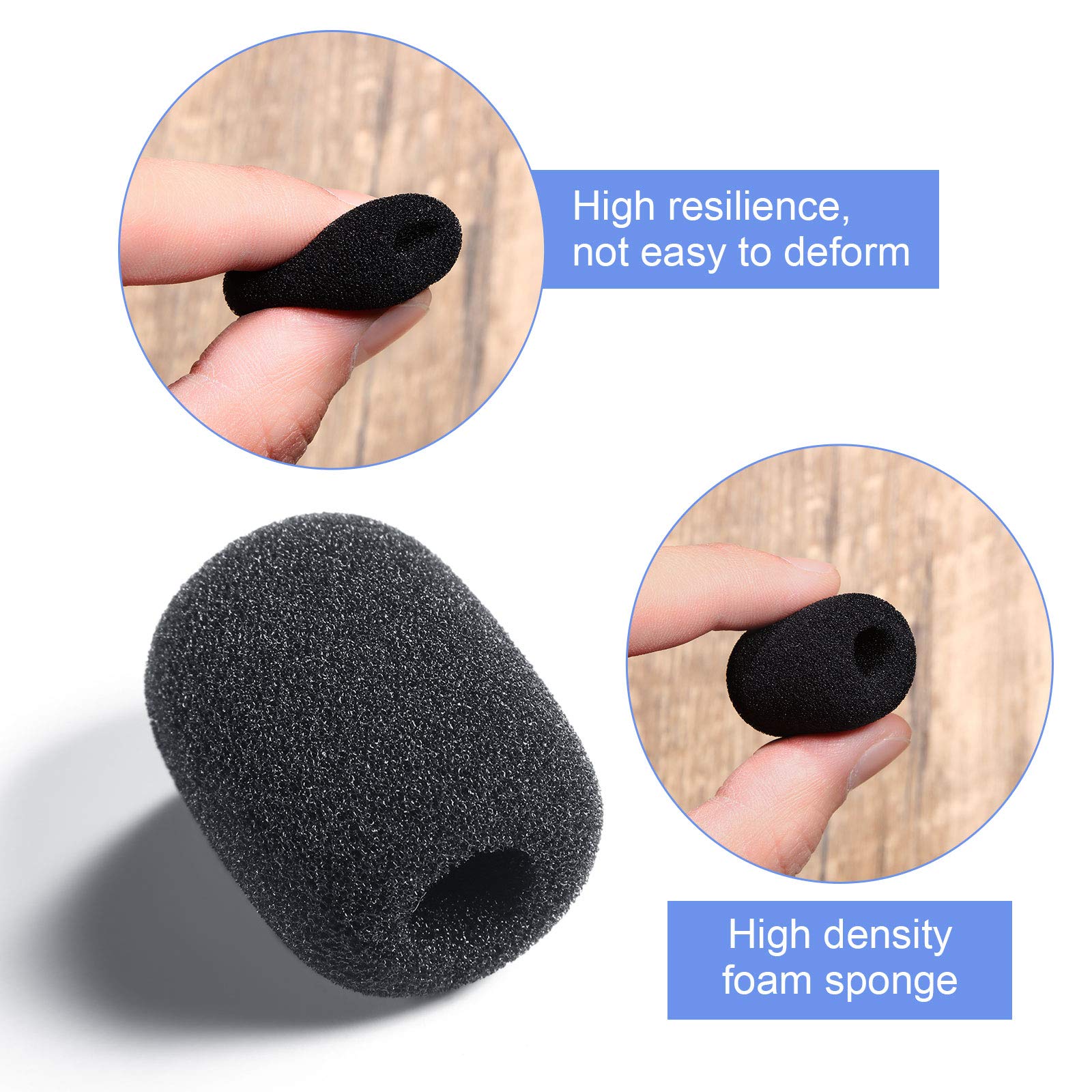 50 Pack Mini Foam Microphone Windscreens - Black Foam Mic Covers for Lavalier & Lapel Mics - Noise Reduction Protection for Podcasting, Streaming, Interviews & Public Speaking