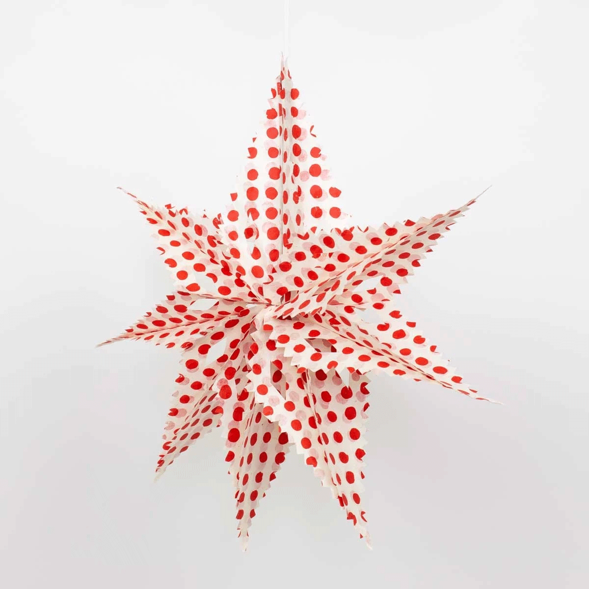 Red Dot Sirius Paper Star Decoration - Handmade AfroArt Origami Star Ornaments for Christmas Tree, Home, Party & Wedding Decor