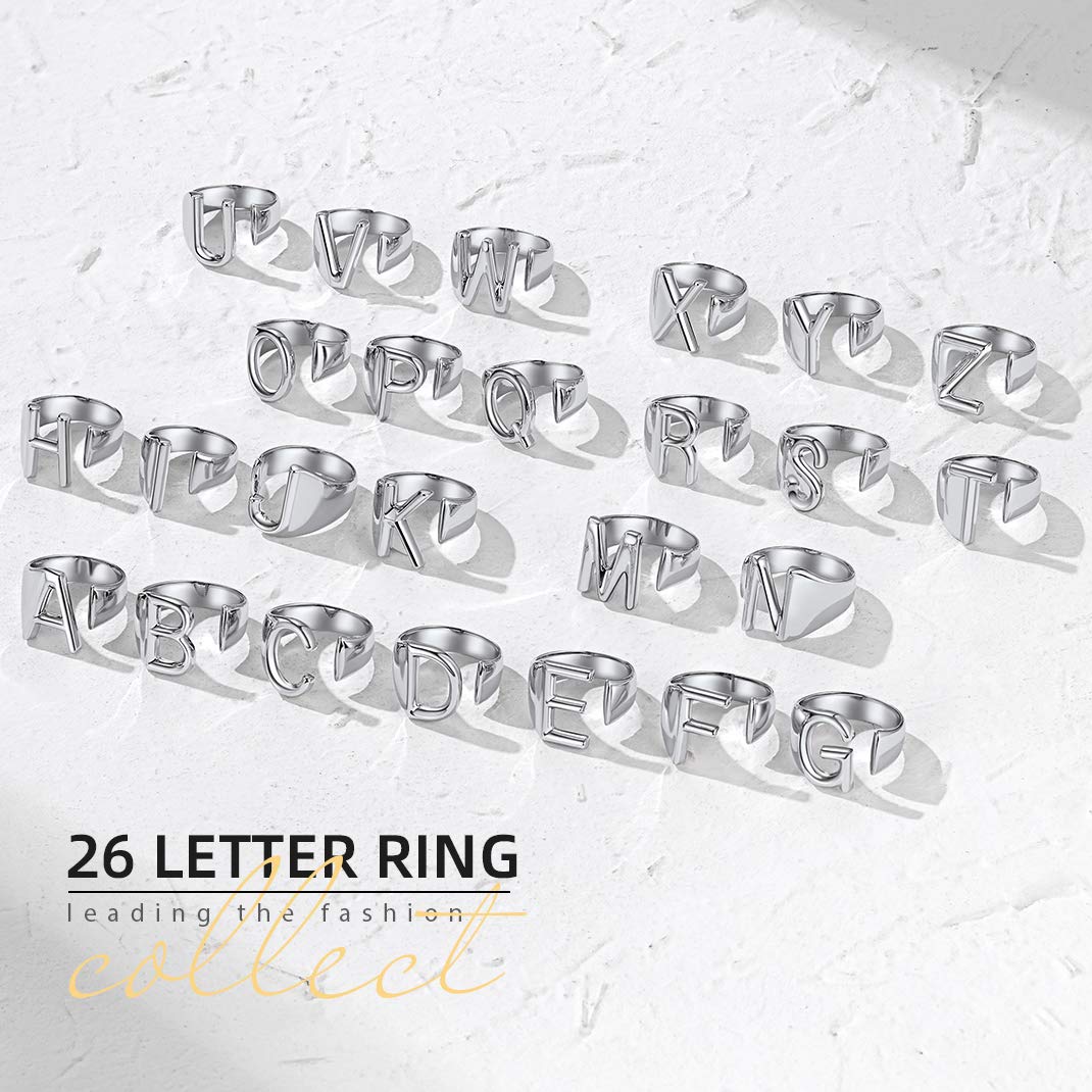 GOLDCHIC Adjustable Initial Letter Ring A-Z | Personalized Women's Jewelry Gift for Mom & Girls | Everyday Wear & Special Occasions