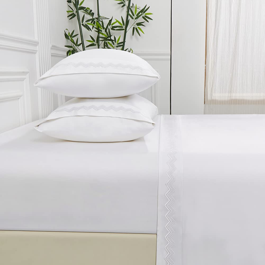MEILA Cooling Bamboo Rayon Sheet Set - Queen Size, Deep Pocket Fits Mattress Up to 16