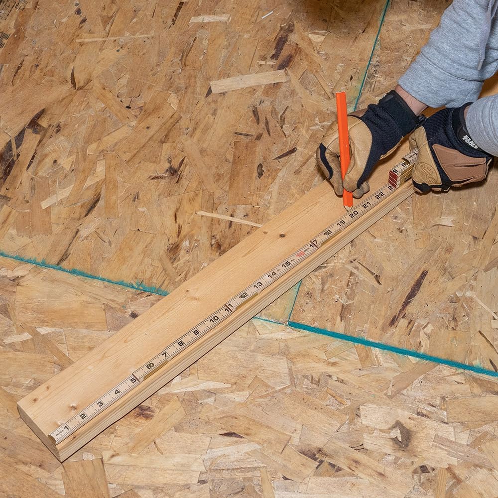 Klein Tools 900-6 Folding Wooden Ruler with Inside Reading - 6 Foot Foldable Carpenter's Measuring Tool for Woodworking, Construction & DIY Projects