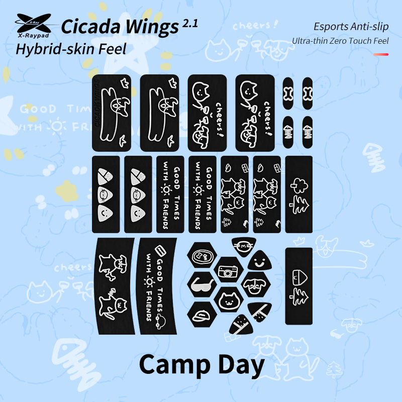 X Raypad Cicada Wings V2 Grip Tape - Universal Pre-Cut Gaming Mouse Skates for Esports & FPS Games - Perfect for Logitech, Razer, SteelSeries & More - Enhance Precision & Control in Competitive Gaming