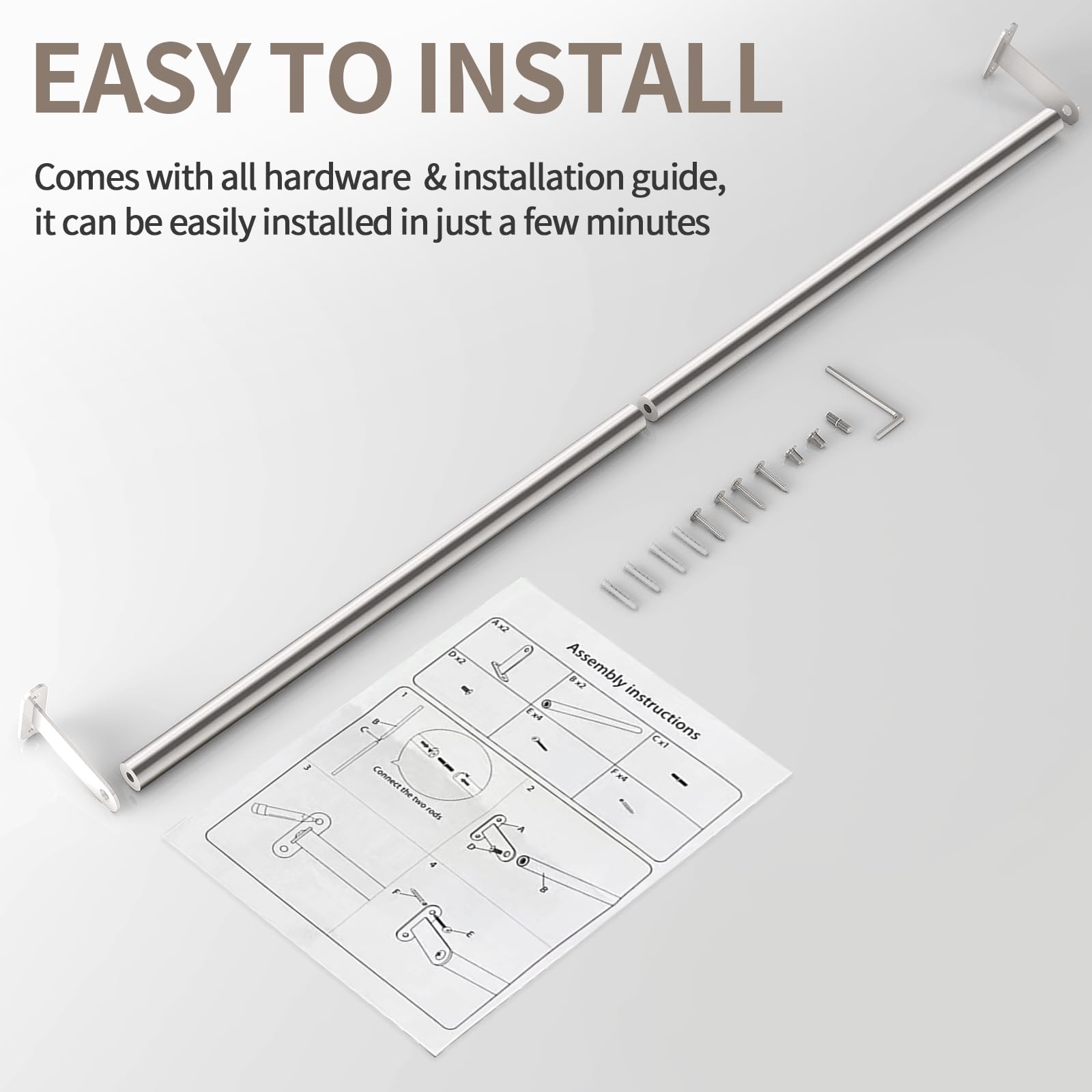31 Inch Stainless Steel Bath Towel Bar - Brushed Nickel Wall Mounted Towel Rack for Bathroom, Shower & Spa - Heavy Duty 304 Stainless Steel Towel Rod for Home & Hotel Use