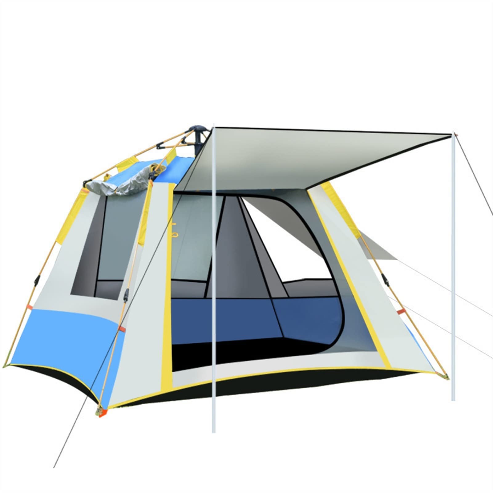 Tolalo Extra Large 3-4 Person Family Cabin Tent - Waterproof Double Layer Camping Tent with 1 Door & 3 Mesh Windows for Outdoor Adventures, Picnics, and Family Gatherings | Perfect for Backpacking, Beach Trips, and Backyard Camping