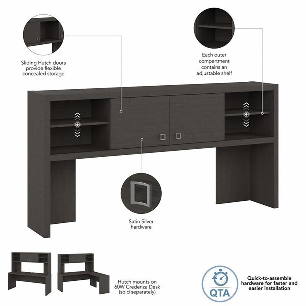 Bush Business Furniture Echo 72W Desk Hutch in Charcoal Maple - Home Office Desk Organizer with Storage Shelf for Computer, Printer & Office Supplies - Perfect for Work from Home & Small Office Spaces