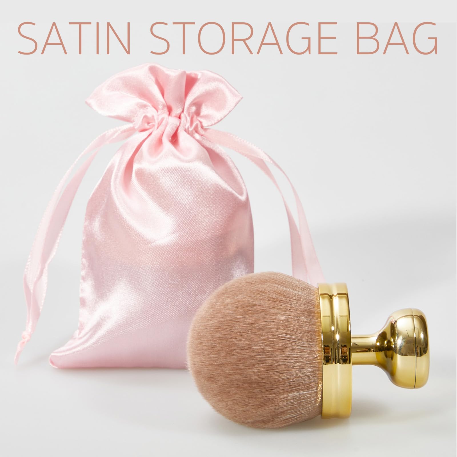 Extra Large Kabuki Body Makeup Brush for Self Tanner & Back Application - 2.5 to 2.9 Inch Face, Legs & Body Brush with Drawstring Bag (Gold) | Perfect for Airbrush Tanning, Body Makeup & Even Foundation Application