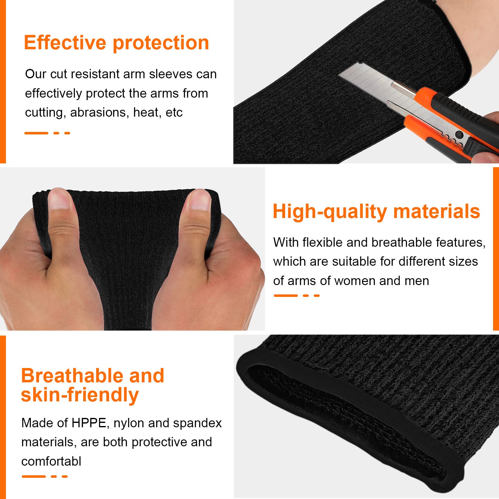 SATINIOR 5 Pairs Cut & Burn Resistant Arm Sleeves - Forearm Protectors for Thin Skin & Bruising Protection - Ideal for Cooking, Welding, Tattoo Artists & Outdoor Activities