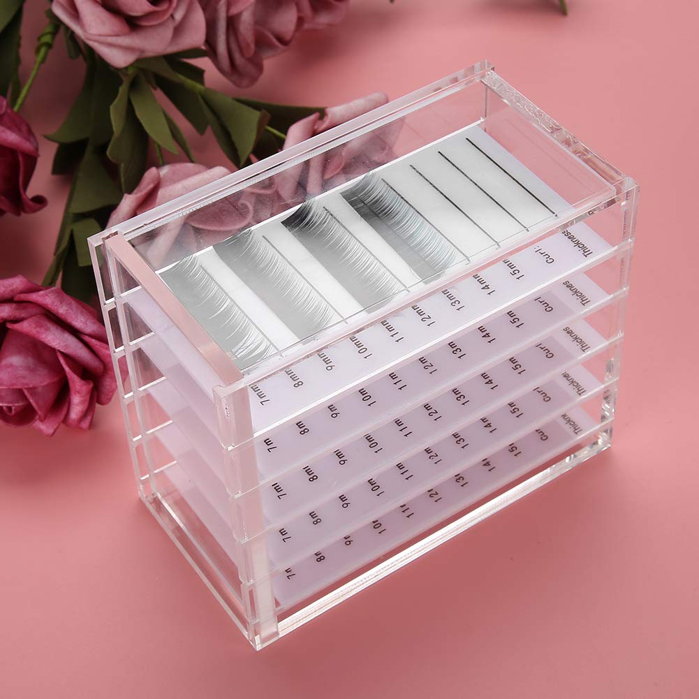 5-Layer Acrylic Eyelash Storage Box - Clear False Eyelash Organizer & Makeup Case Holder for Salon, Travel & Home Beauty Organization