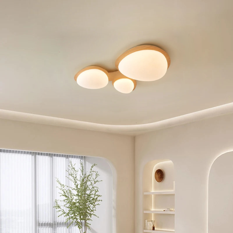 Modern Walnut Wood Nest Ceiling Light Fixture - Stylish Pendant Lamp for Living Room, Bedroom & Dining Area