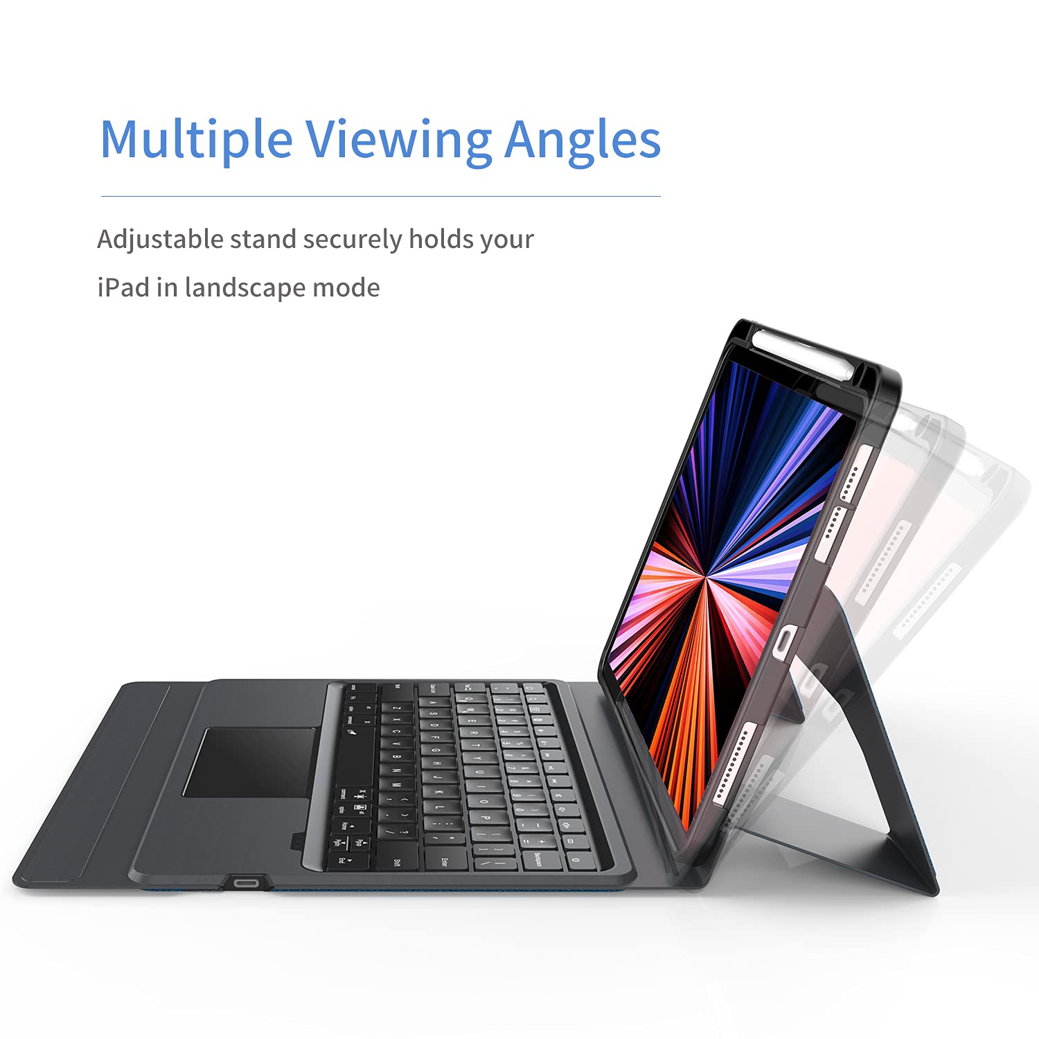 Premium Keyboard Case for iPad Pro 11 (3rd Gen 2021) & iPad Air 4 - Shockproof Protective Cover with Auto Wake/Sleep & Apple Pencil Wireless Charging - Perfect for Work, Study & Travel