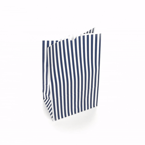 Premium Blue and White Striped Paper Bags - 12 lb Weight Capacity, 7 x 4.25 x 12.5 Inches (100 Count Box) - Perfect for Gift Wrapping, Party Favors, and Retail Packaging