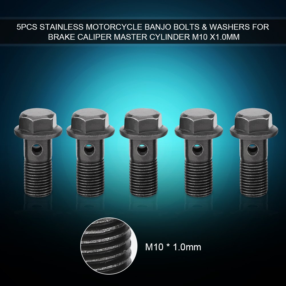 5Pcs M10X1.0mm Banjo Bolt Washer Kit - High-Quality Iron Banjo Bolt Gasket Sealing Washers for Brake Caliper & Master Cylinder - Perfect for Automotive Brake System Repairs and Motorcycle Maintenance