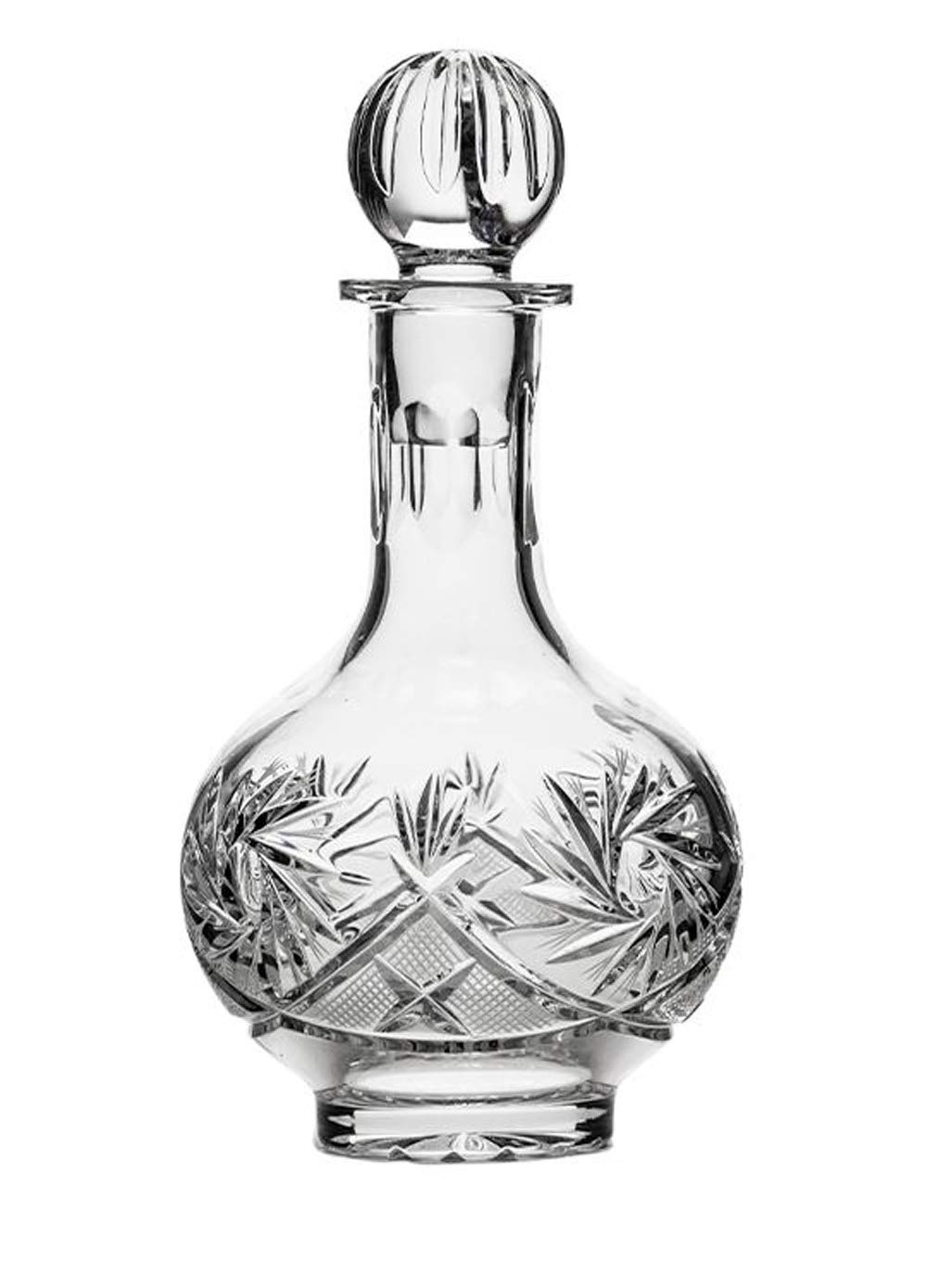 Premium Russian Cut Crystal Vodka Set - 12 Oz Carafe Decanter & 6 Crystal Shot Glasses (35ml/1.2oz) | Elegant Barware for Home Entertaining, Parties & Gift Giving