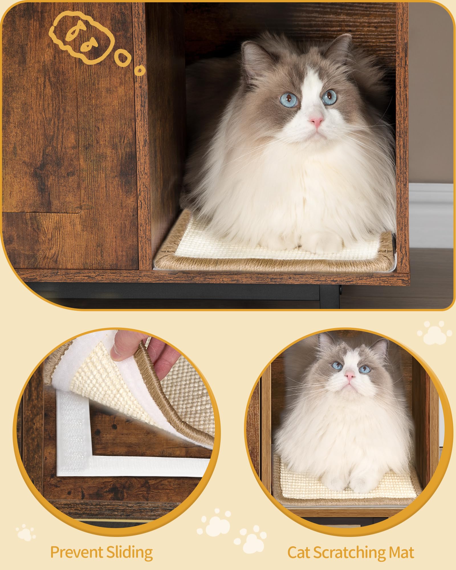Hidden Cat Litter Box Enclosure - Wooden Pet House Side Table with Storage | Rustic Brown Furniture for Living Room & Bedroom | Discreet Litter Solution for Small Spaces & Home Decor