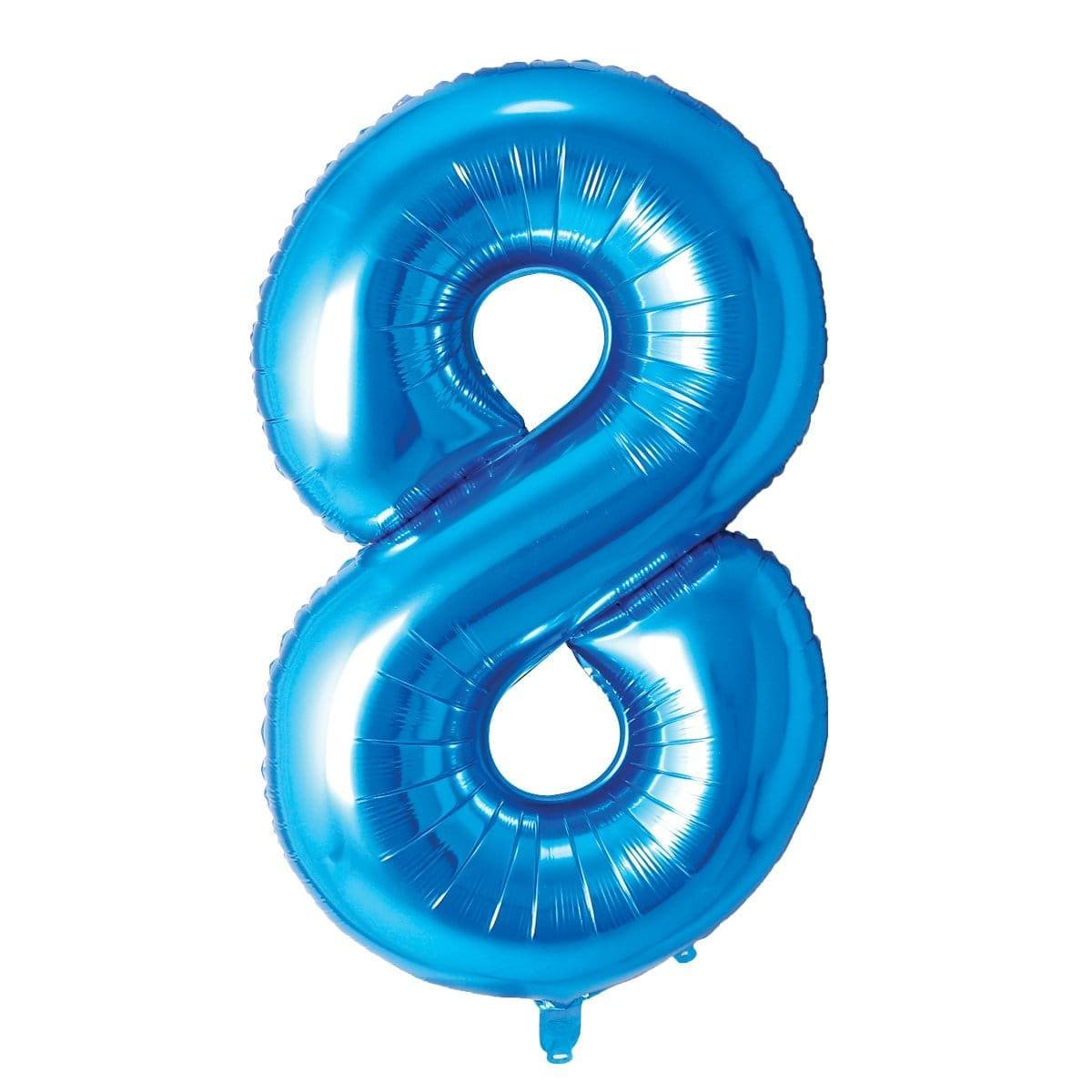 34 Inch Blue Number 8 Foil Balloon - Birthday Party Decorations, Anniversary Celebration, Graduation, Baby Shower & Special Events Decoration