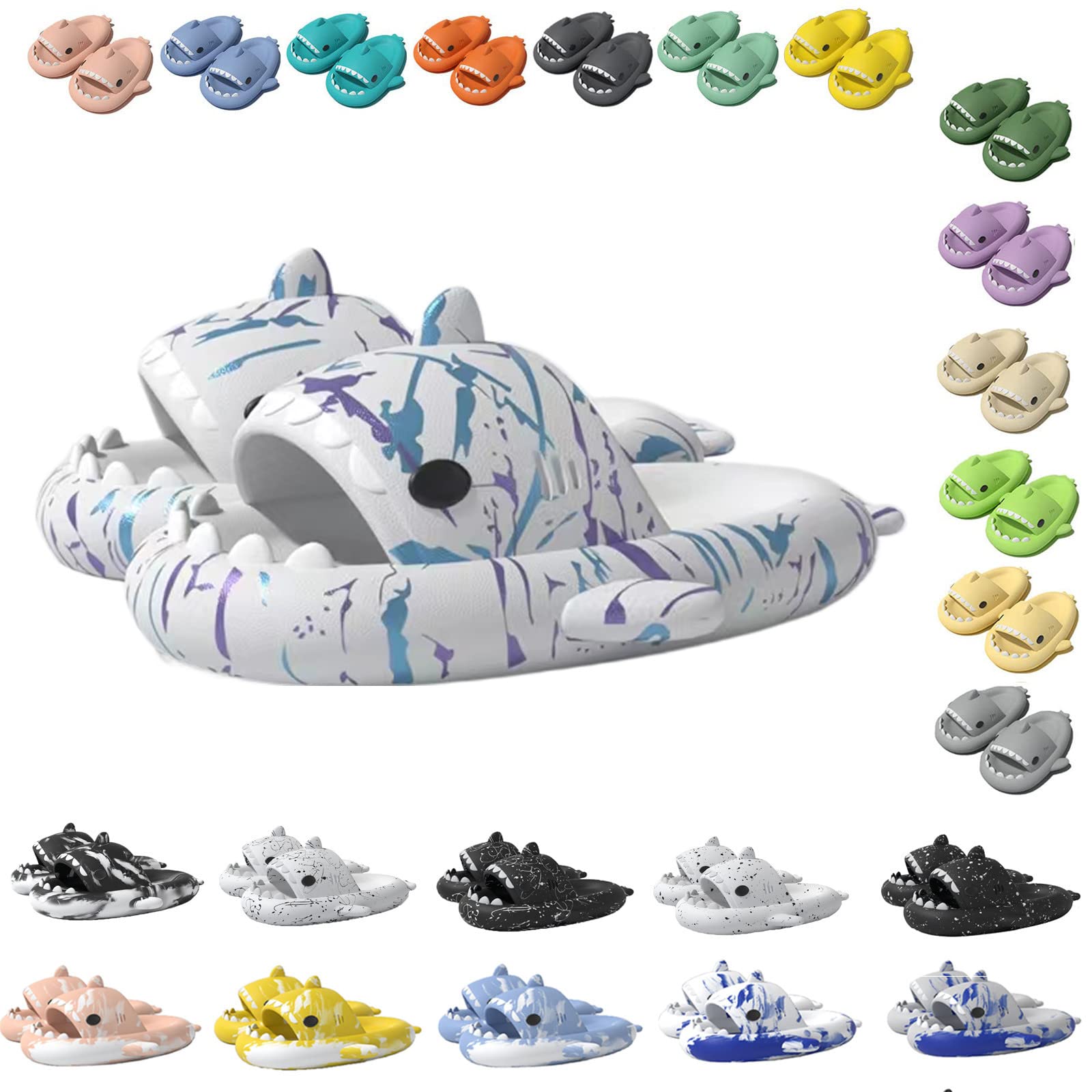 Cute Shark Slippers for Women & Men - Anti-Slip Open Toe Slides with Lightweight Sole - Summer Beach Sandals for Casual Wear, Poolside Lounging & Outdoor Relaxation