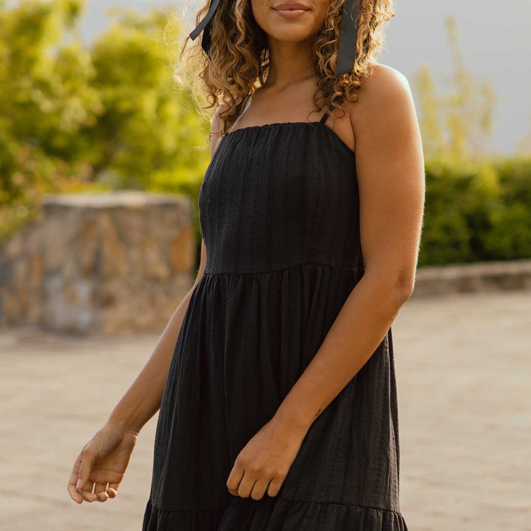 Elegant Black Cabo Midi Dress for Women - Summer Beach Party & Casual Outfit