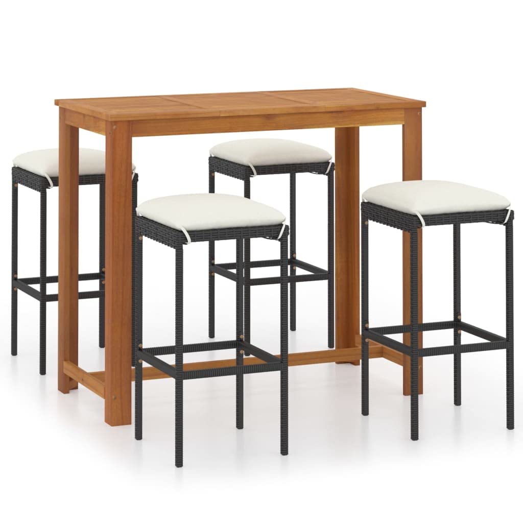 Yeacher 7-Piece Outdoor Garden Bar Set with Cushions - Black Patio Furniture for Backyard, Poolside, or Deck - Weather-Resistant Bistro Set for Dining & Relaxing