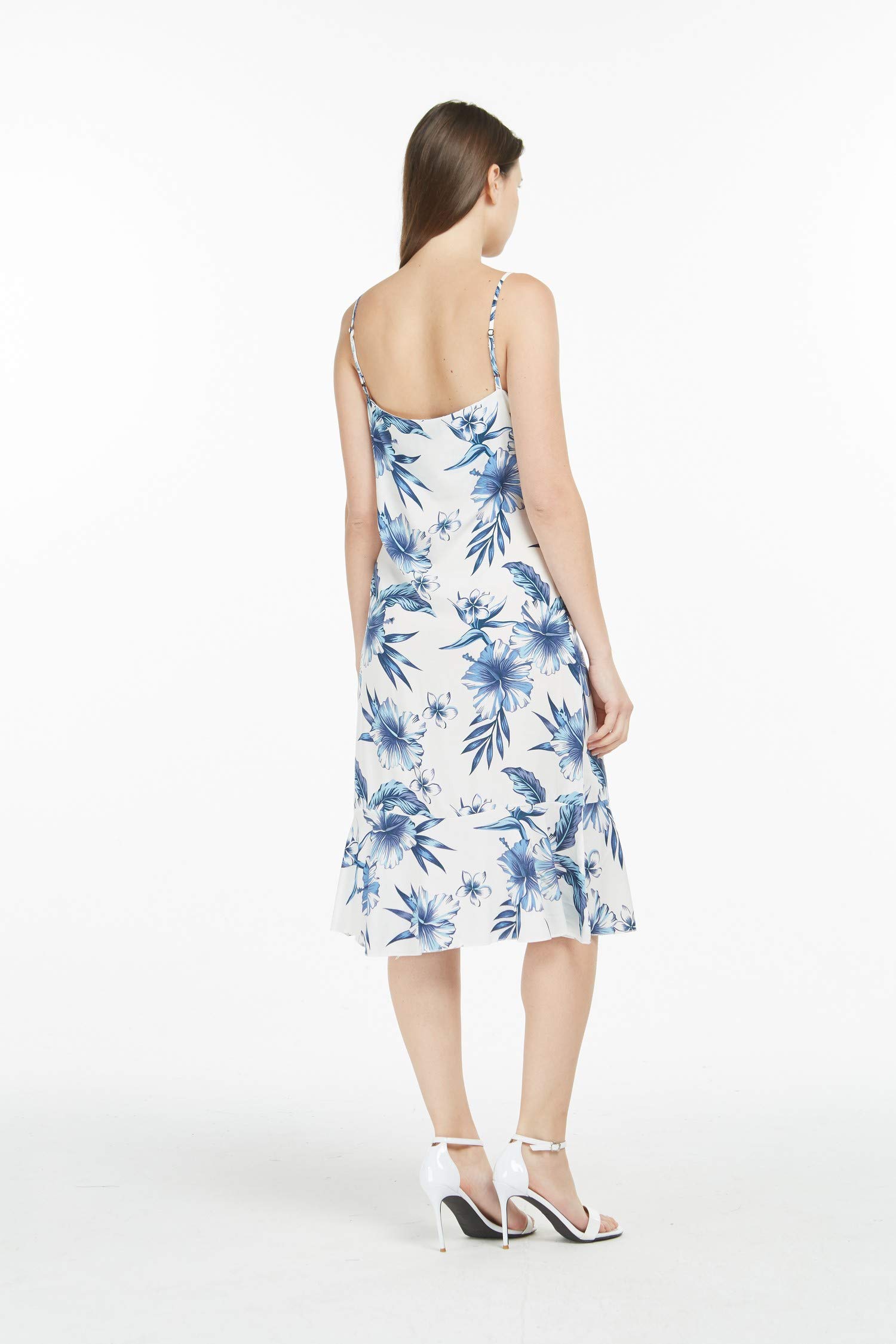 **Matching Hawaiian Luau Mother Daughter Mermaid Ruffle Dresses - Simply Blue Leaf Print - Perfect for Beach Vacations, Family Photos & Tropical Parties**