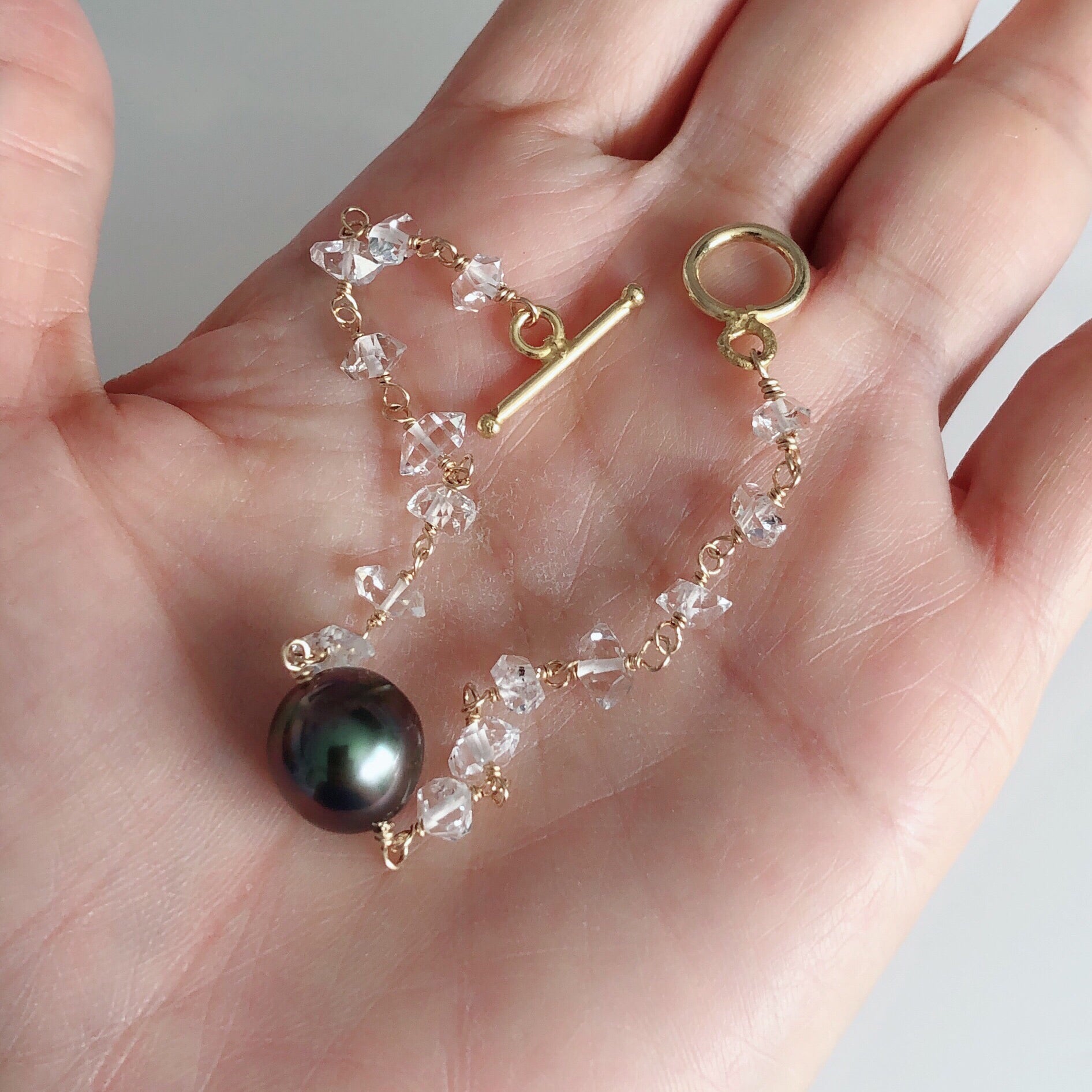 HAUNANI Herkimer Diamond Bracelet (B407) - Elegant Crystal Jewelry for Women, Perfect for Gifts, Parties & Everyday Wear