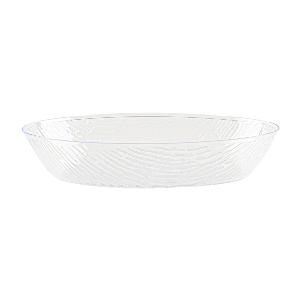 7 oz. Clear Oval Plastic Bowls (10 Pack) - Durable Disposable Serving Bowls for Parties, Picnics, and Food Storage - BPA-Free Icicle Design