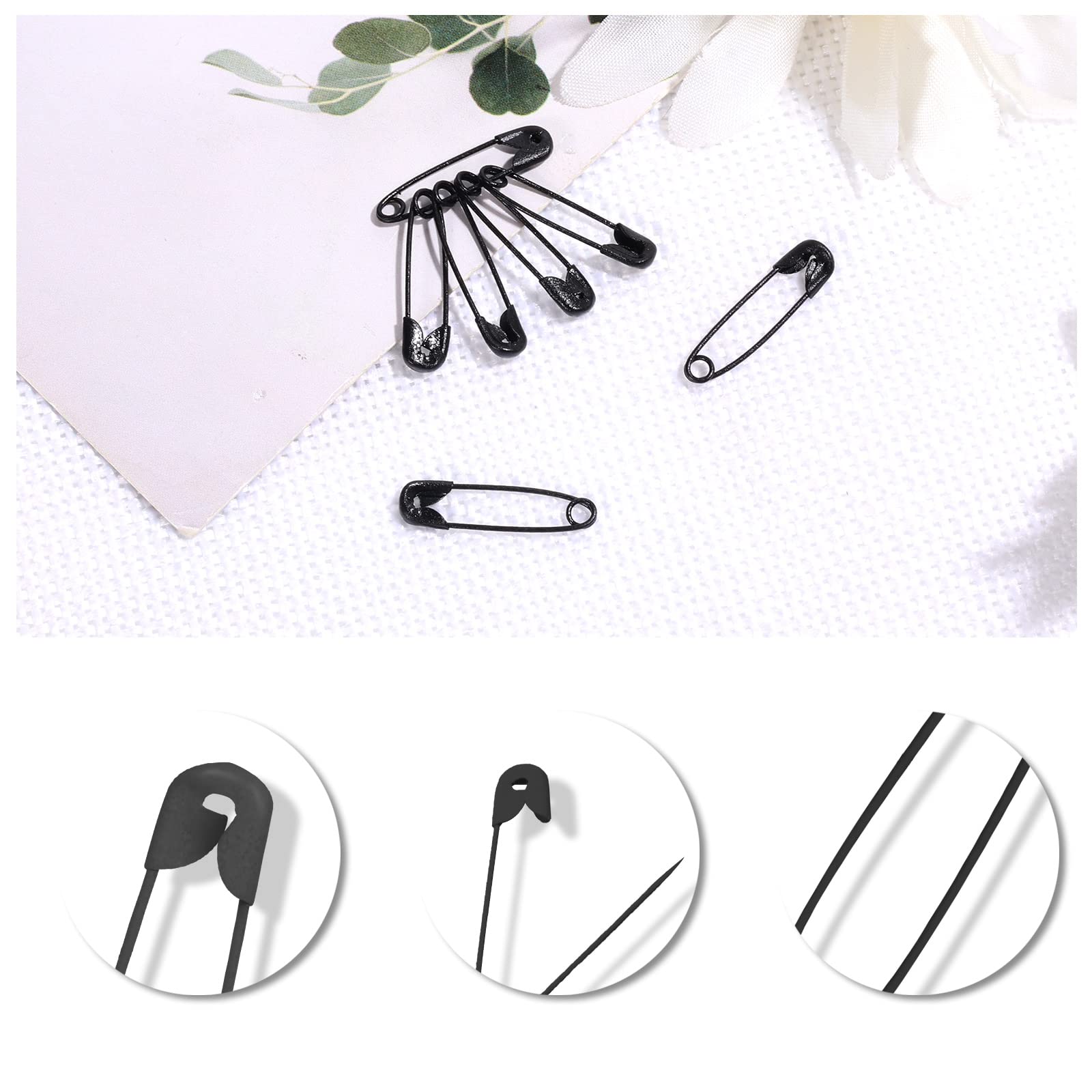 100 Pcs 1.26 Inch Black Metal Safety Pins Bulk - Large Size Rustproof Stainless Steel Pins for Sewing, Jewelry Making, DIY Crafts, Clothes & Fabric Projects | Perfect for Home, Office & Emergency Repairs