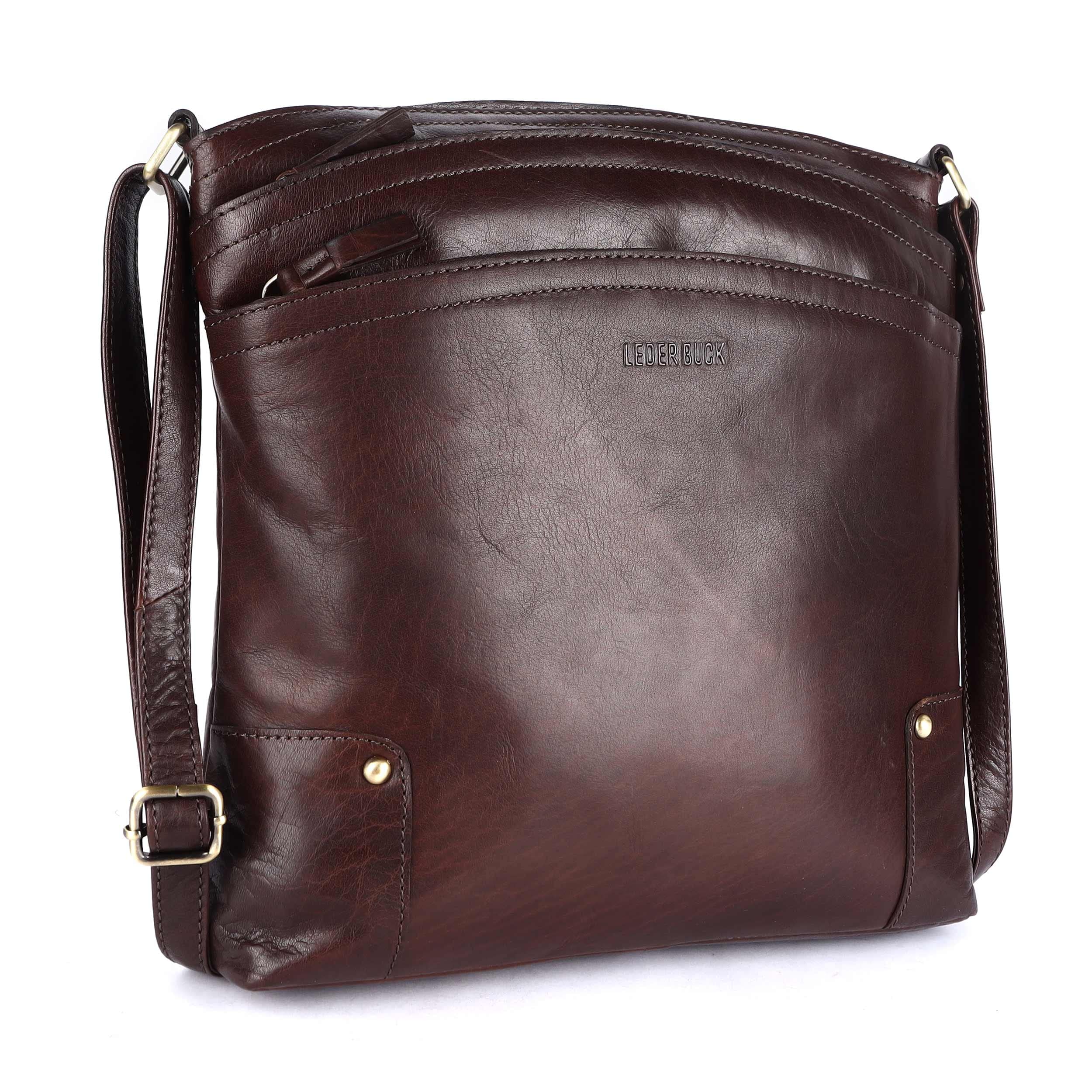 Premium Genuine Leather Women's Crossbody Bag - Large Soft Terry Triple Zip Sling Shoulder Purse for Work, Travel & Everyday Use
