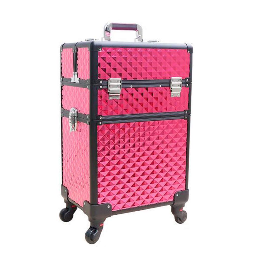 DPPAN Rolling Makeup Train Case - Professional Aluminum Cosmetic Organizer with 360° Wheels for Beauty Stylists, Salon Artists & Travel | Portable Makeup Storage for Salon, Home & On-the-Go Use