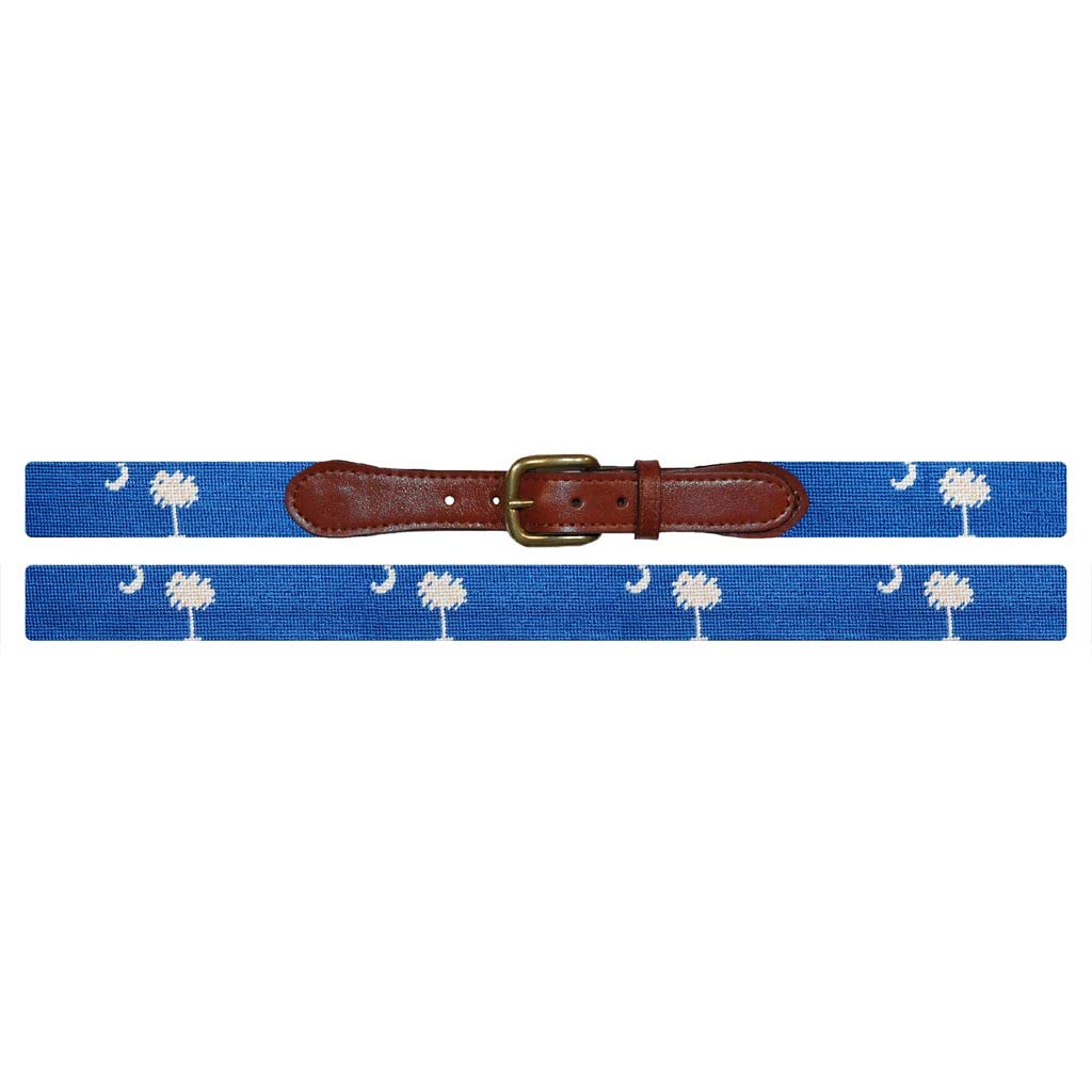 Smathers & Branson Blue South Carolina Flag Needlepoint Belt - Perfect for Southern Style, Gameday & Preppy Fashion