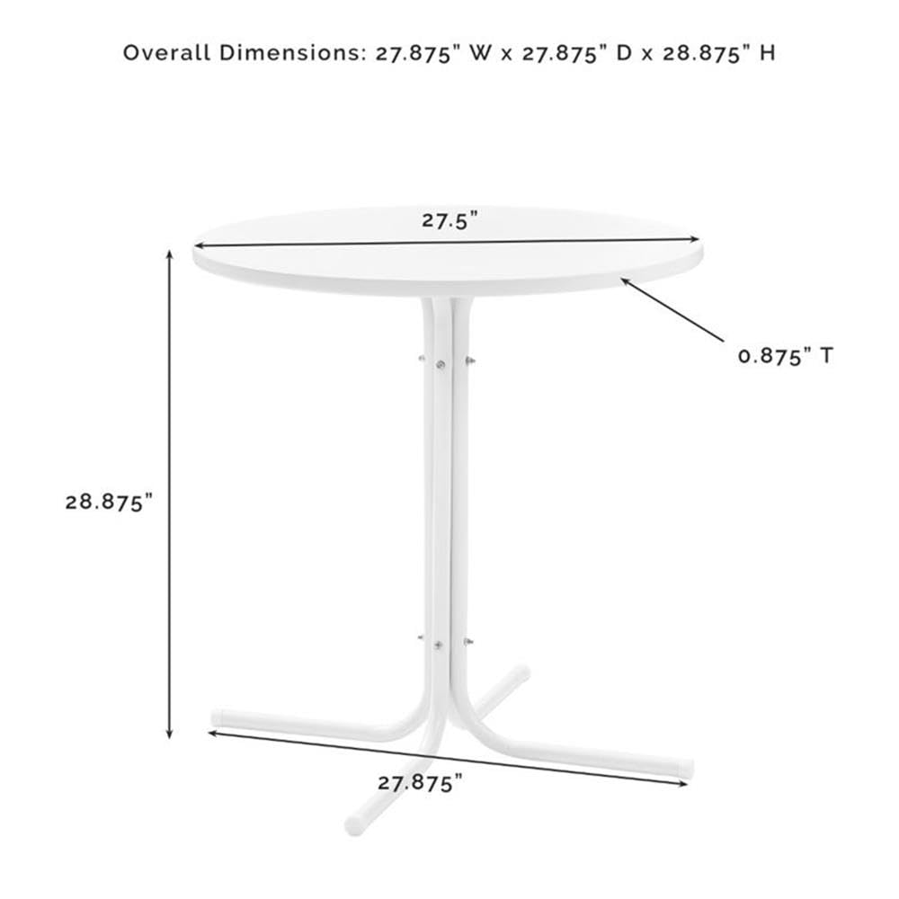 3-Piece White Gloss Metal Outdoor Bistro Set - Patio Dining Table and Chairs for Garden, Balcony, or Backyard Relaxation