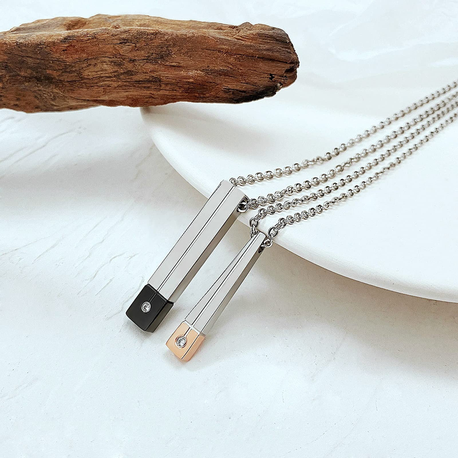 Aienid Couple Necklace & Bracelet Set - Stainless Steel Minimalist Pendant Necklace in Gold & Rose Gold - Perfect for Anniversaries, Valentine's Day & Romantic Gifts
