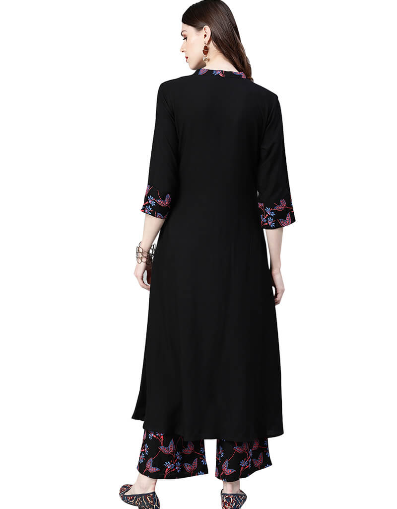 Black Rayon Palazzo Straight Pants for Women - Comfortable Wide Leg Trousers for Office, Travel & Casual Wear