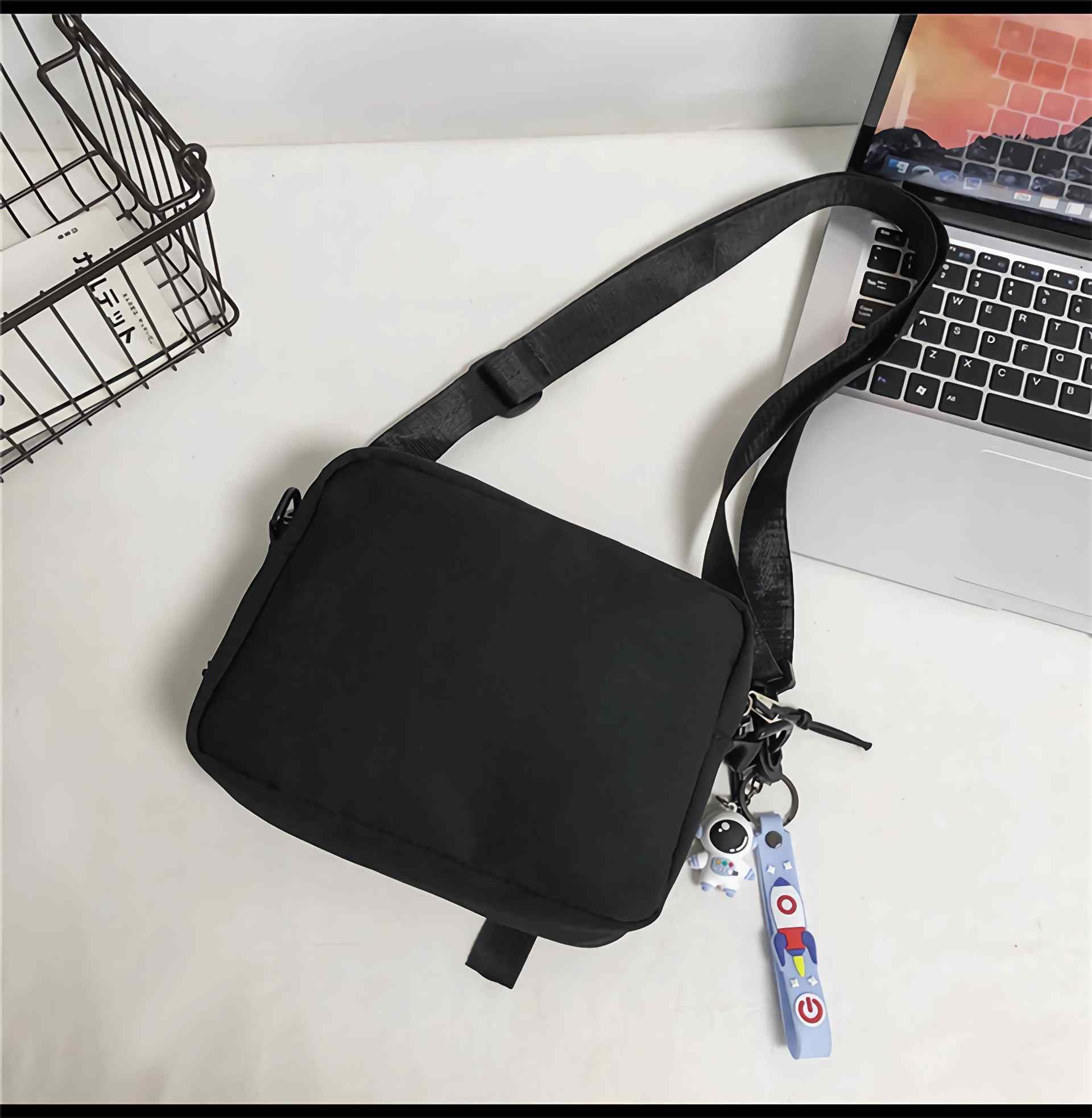Lefe Liee Men's Black Crossbody Bag - Small Messenger Sling Shoulder Bag for Men | Durable & Stylish | Perfect for Travel, Work & Daily Use | Great Gift for Him